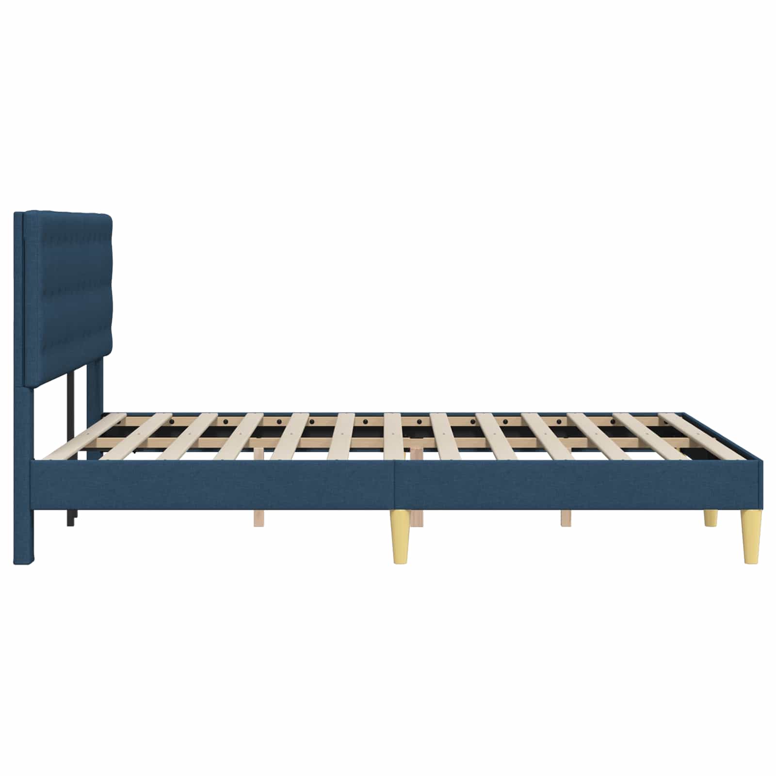 Cadre de lit avec tête de lit Bleu 140 x 190 cm Tissu - XIOS