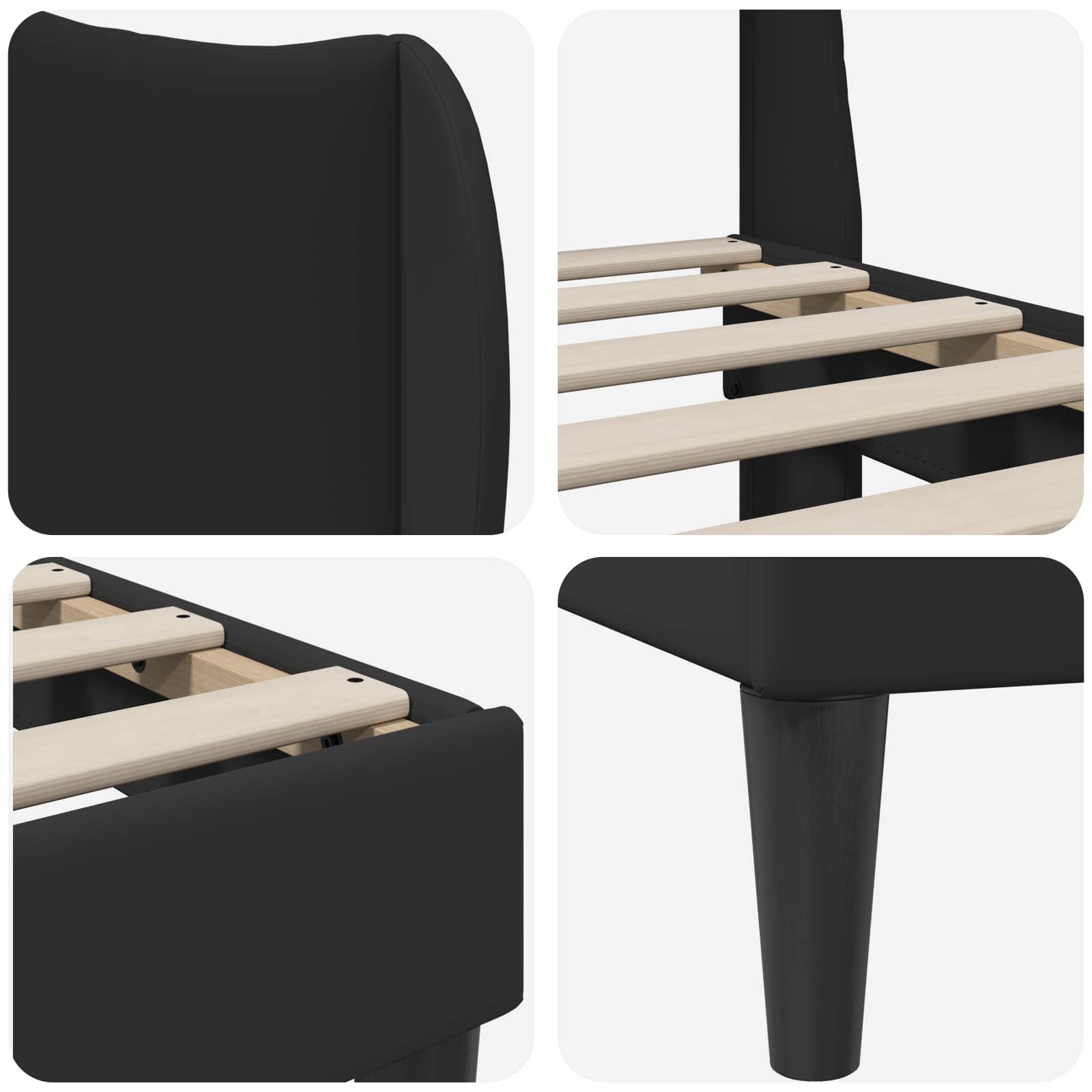 Cadre de lit avec tête de lit Noir 140 x 190 cm Simili cuir - XIOS