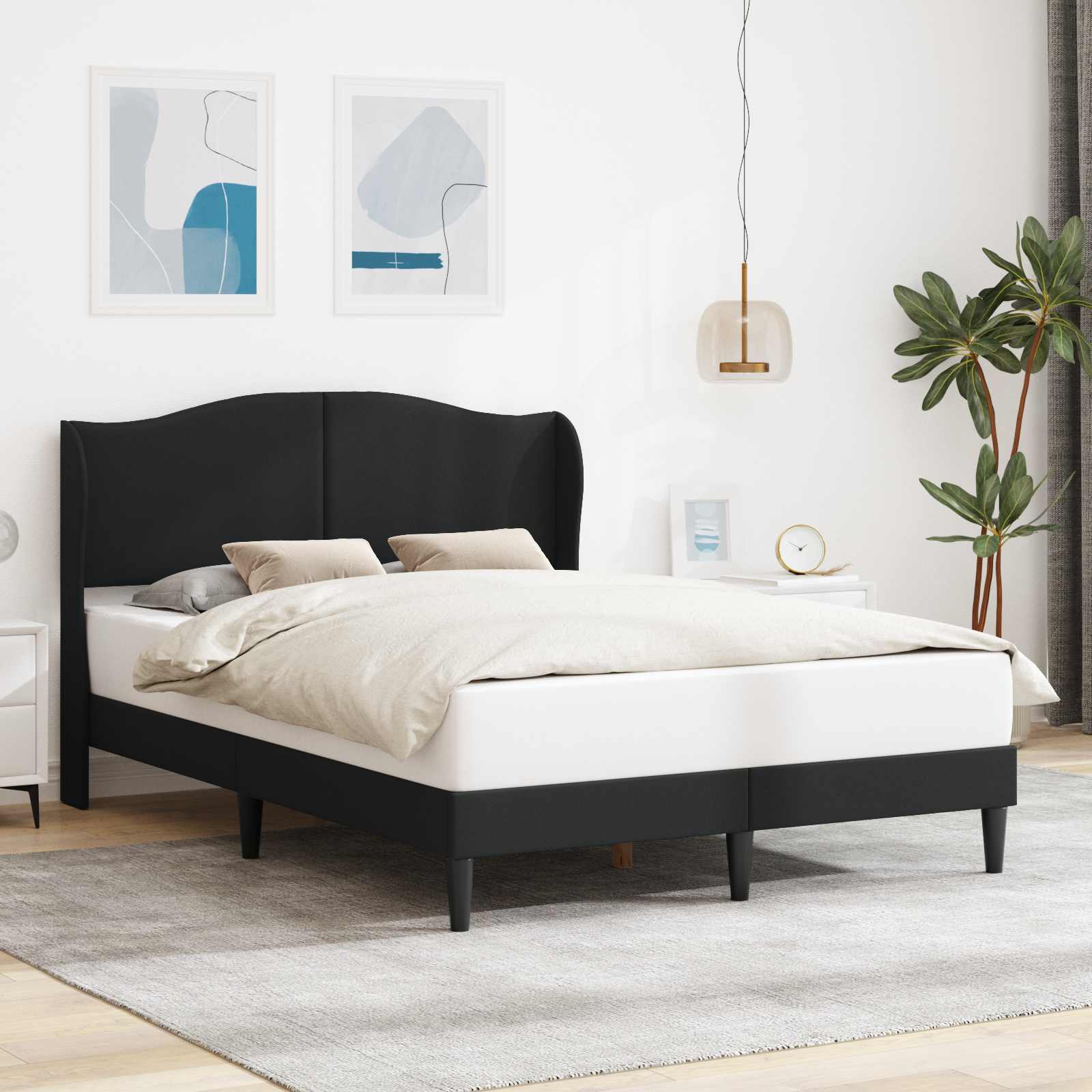 Cadre de lit avec tête de lit Noir 140 x 190 cm Simili cuir - XIOS