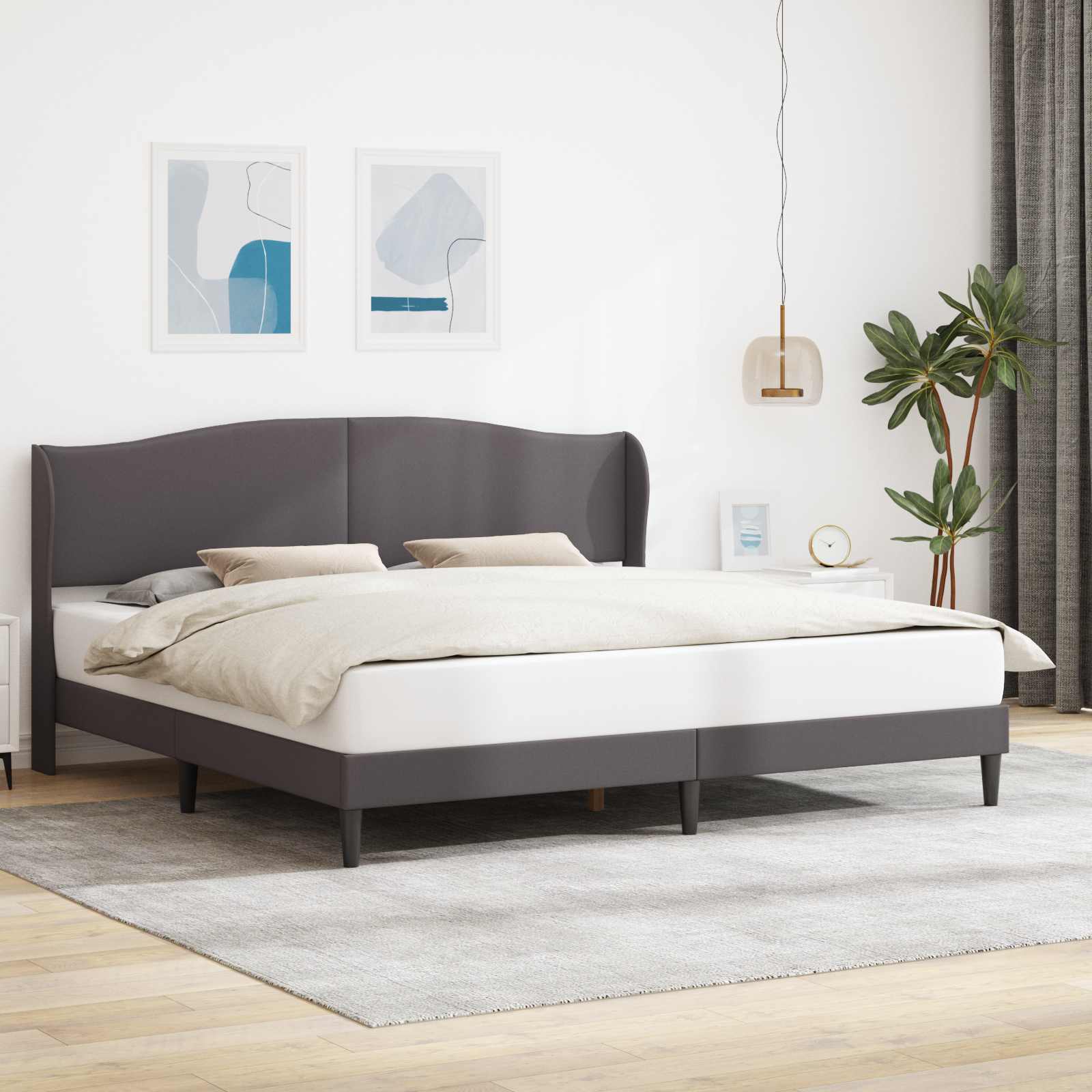 Cadre de lit avec tête de lit Gris 180 x 200 cm Simili cuir - XIOS