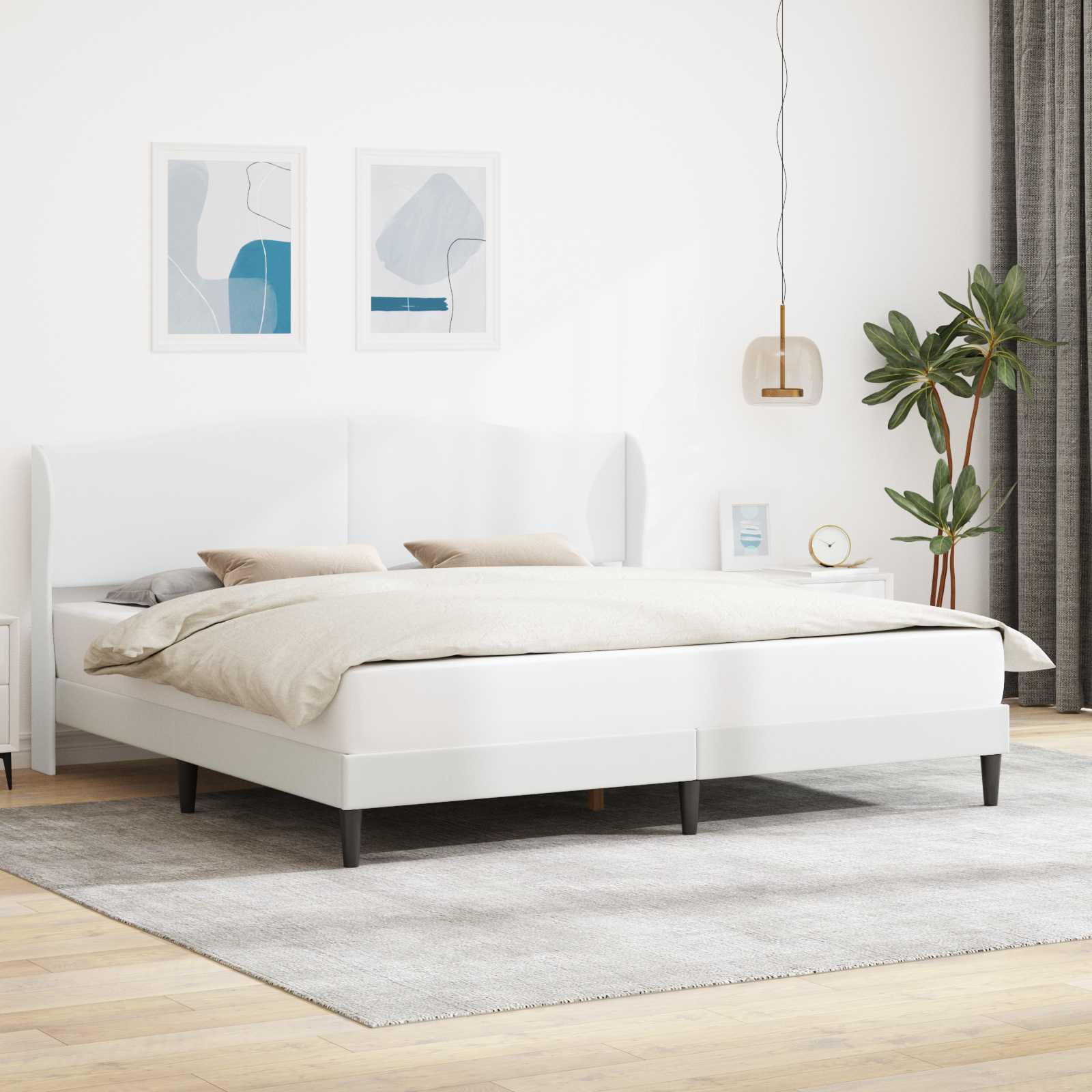 Cadre de lit avec tête de lit Blanc 180 x 200 cm Simili cuir