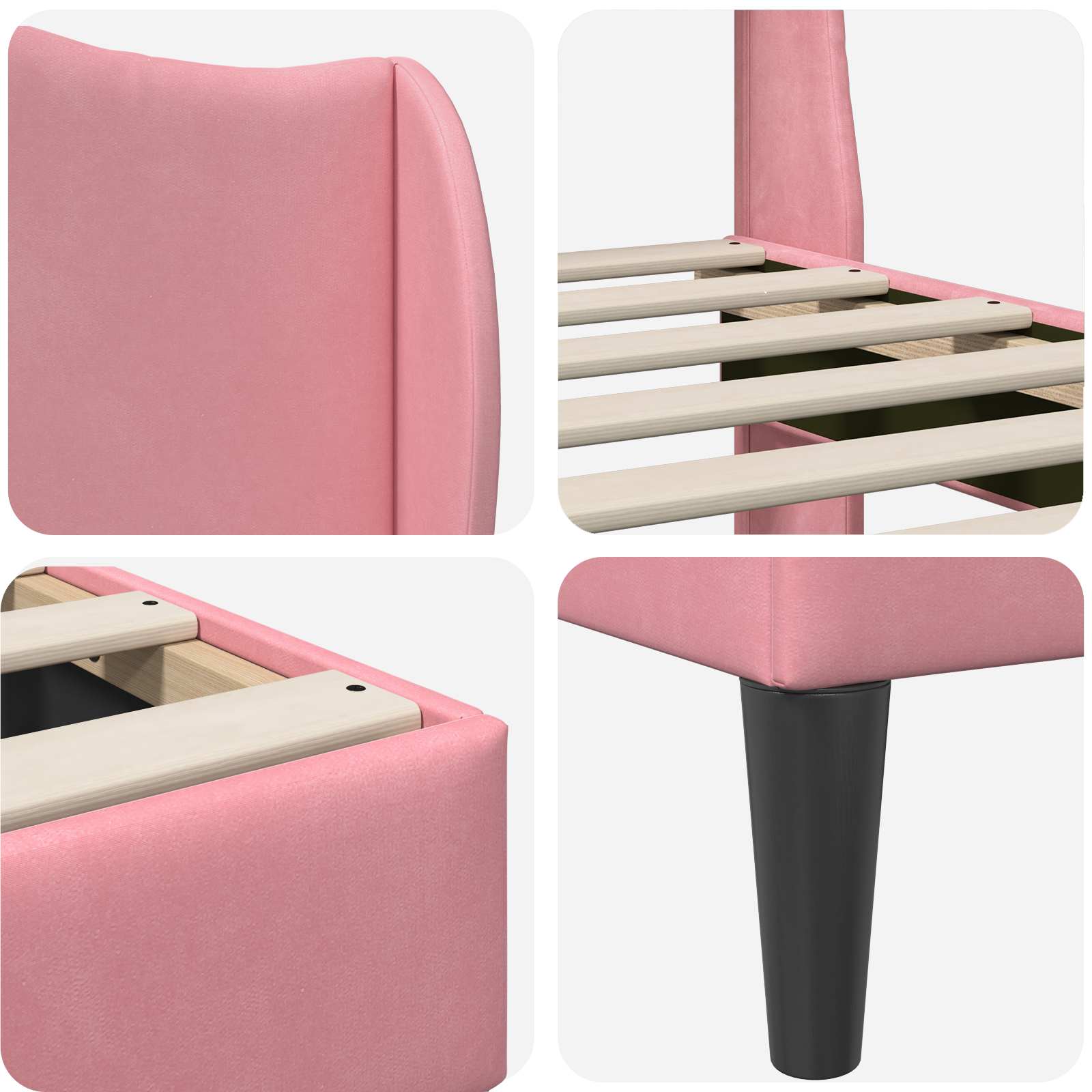 Cadre de lit avec tête de lit Rose 140 x 190 cm Velours - XIOS