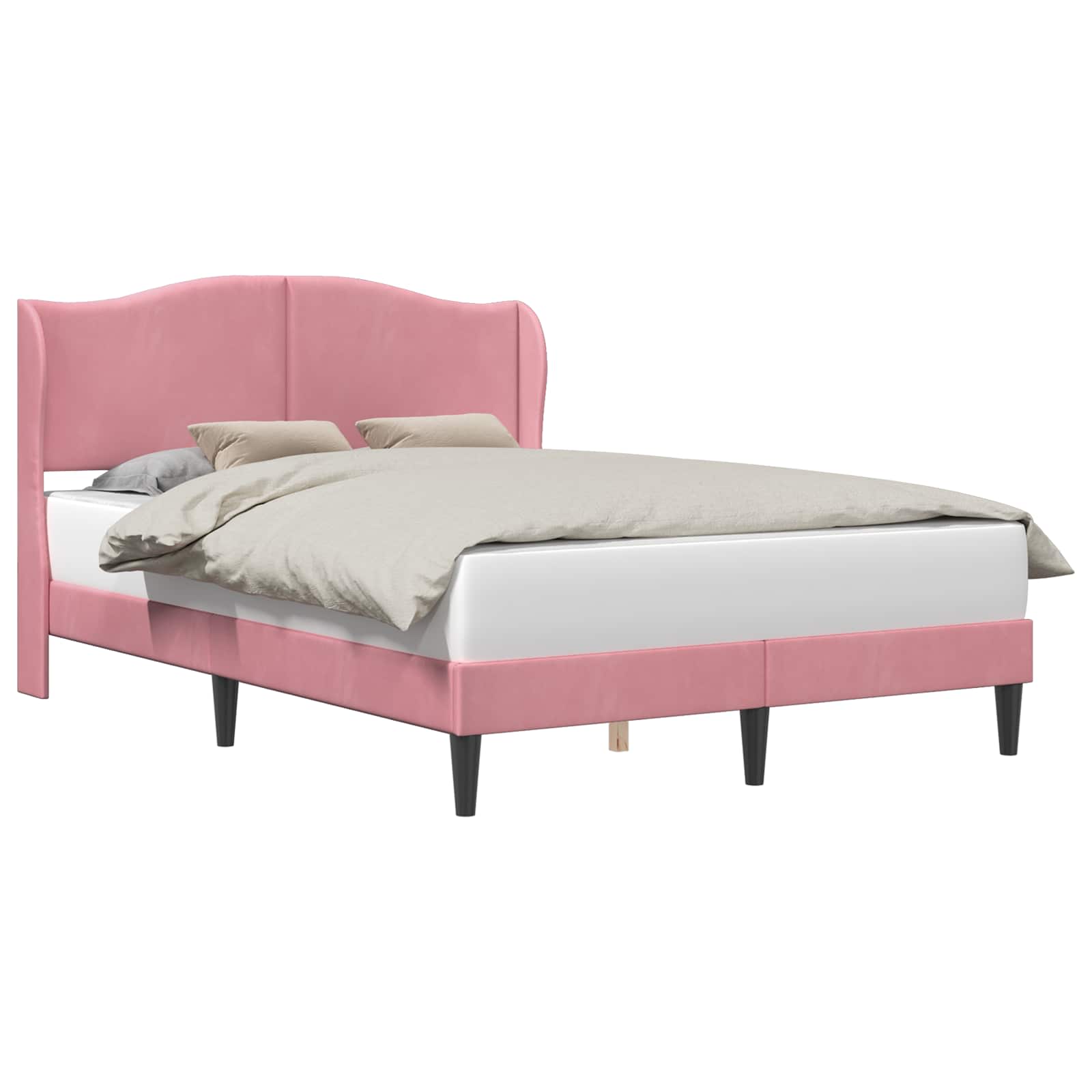 Cadre de lit avec tête de lit Rose 140 x 190 cm Velours - XIOS