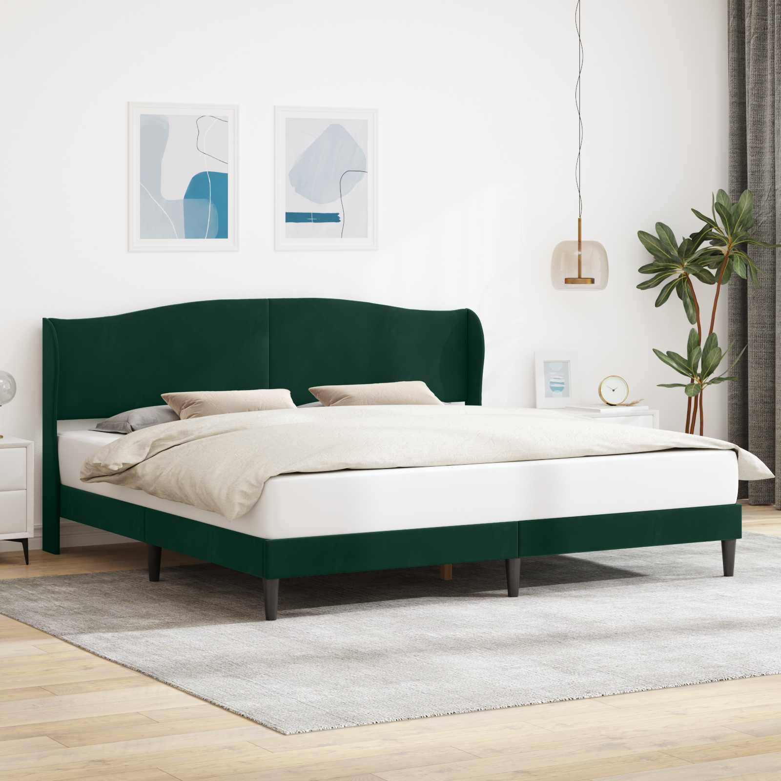 Cadre de lit avec tête de lit Vert foncé 180 x 200 cm Velours - XIOS
