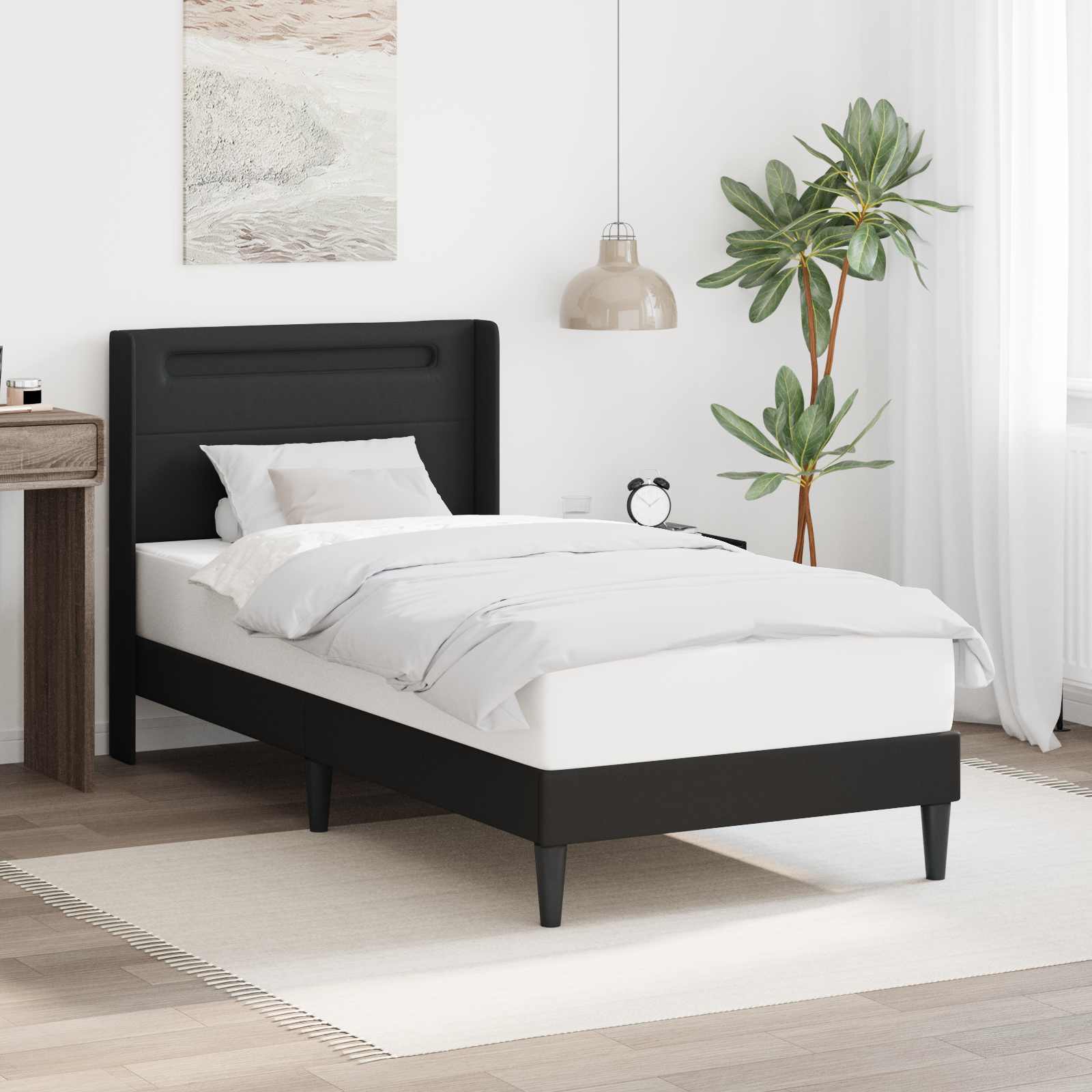 Cadre de lit avec bandes LED Noir 80 x 200 cm Simili cuir - XIOS