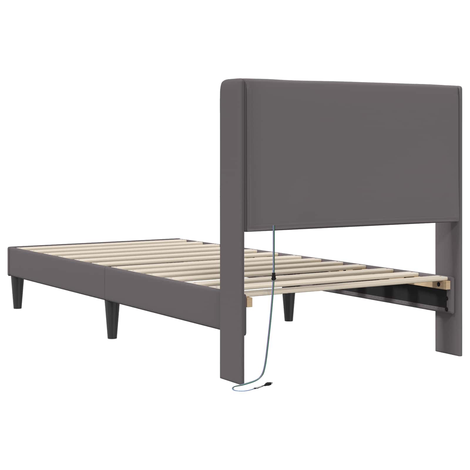 Cadre de lit avec bandes LED Gris 90 x 200 cm Simili cuir - XIOS