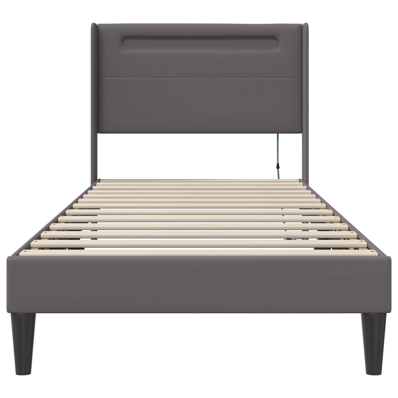 Cadre de lit avec bandes LED Gris 90 x 200 cm Simili cuir - XIOS