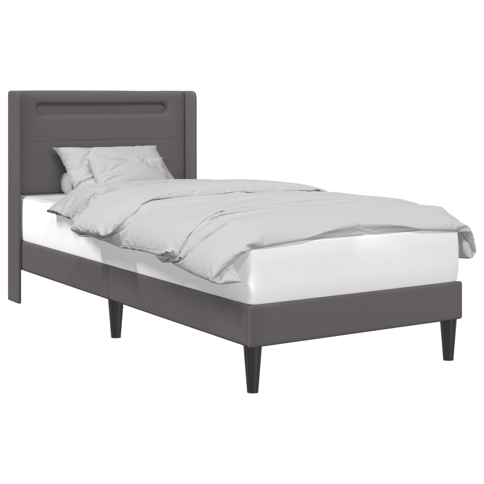 Cadre de lit avec bandes LED Gris 90 x 200 cm Simili cuir - XIOS