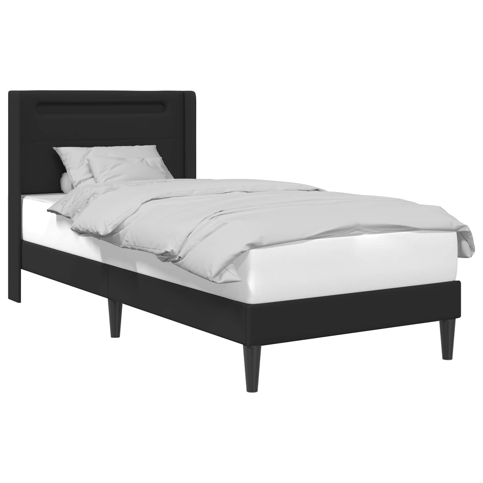 Cadre de lit avec bandes LED Noir 90 x 200 cm Simili cuir - XIOS