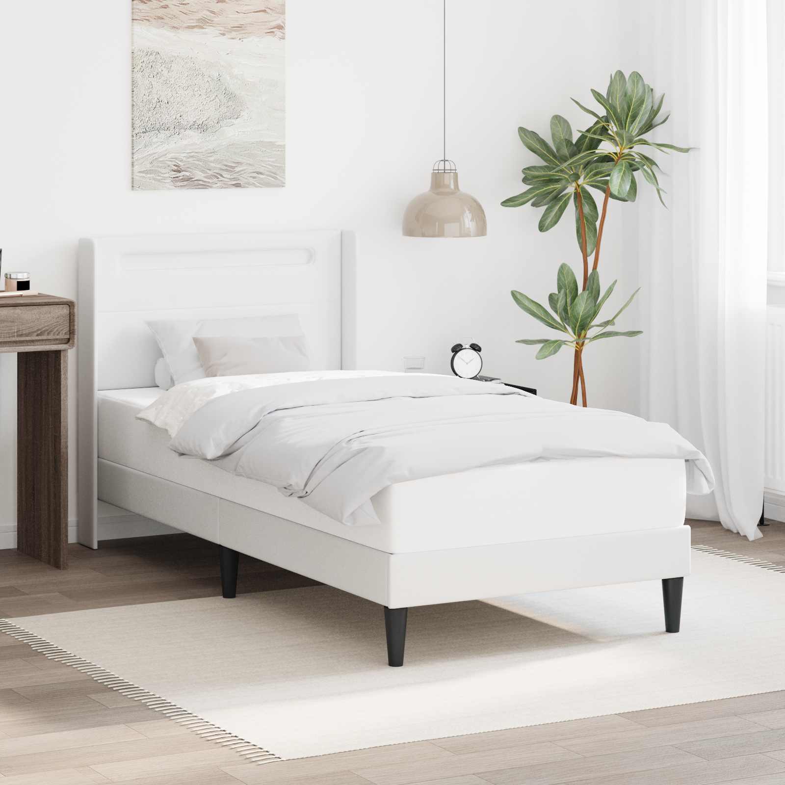 Cadre de lit avec bandes LED Blanc 100 x 200 cm Simili cuir - XIOS