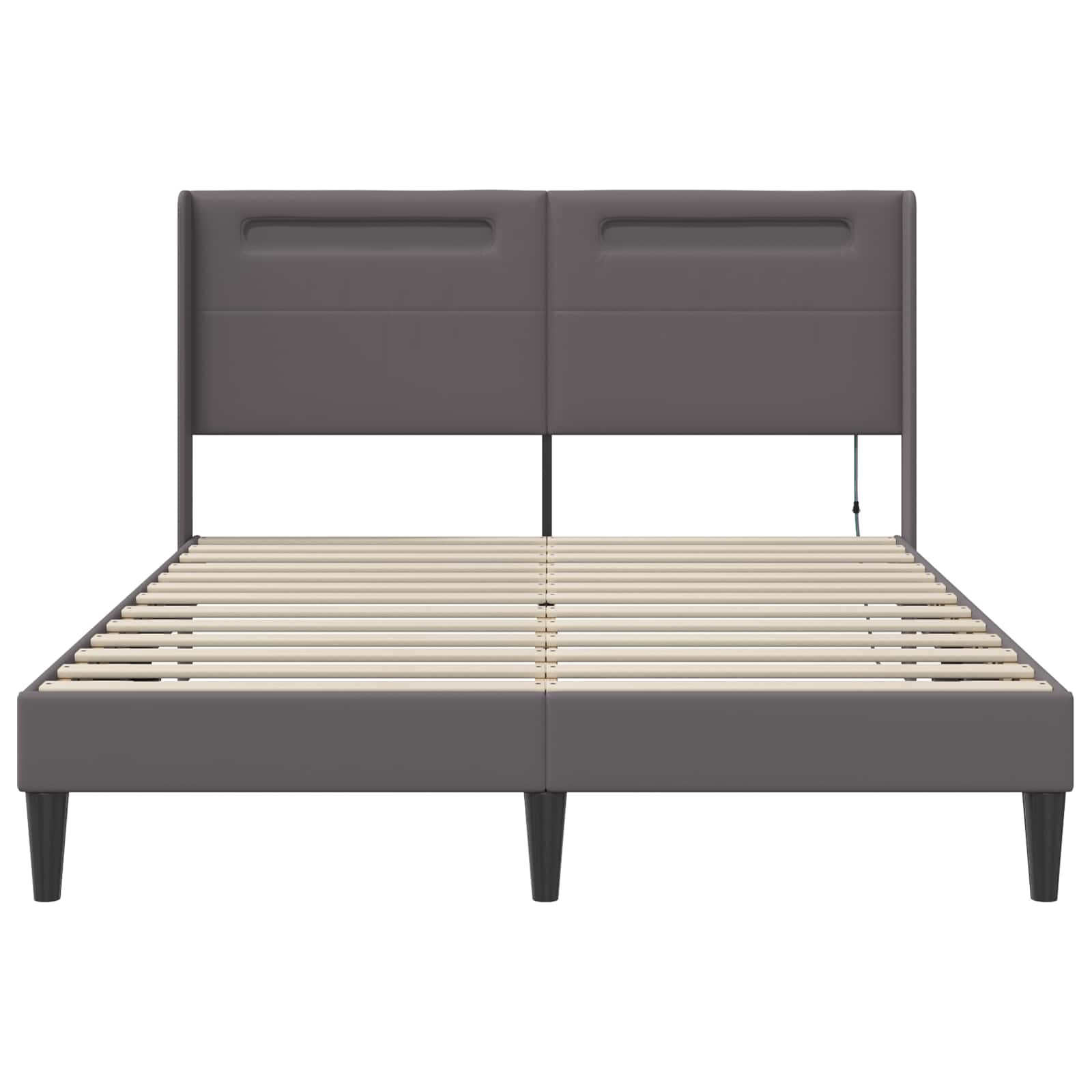 Cadre de lit avec bandes LED Gris 120 x 190 cm Simili cuir - XIOS