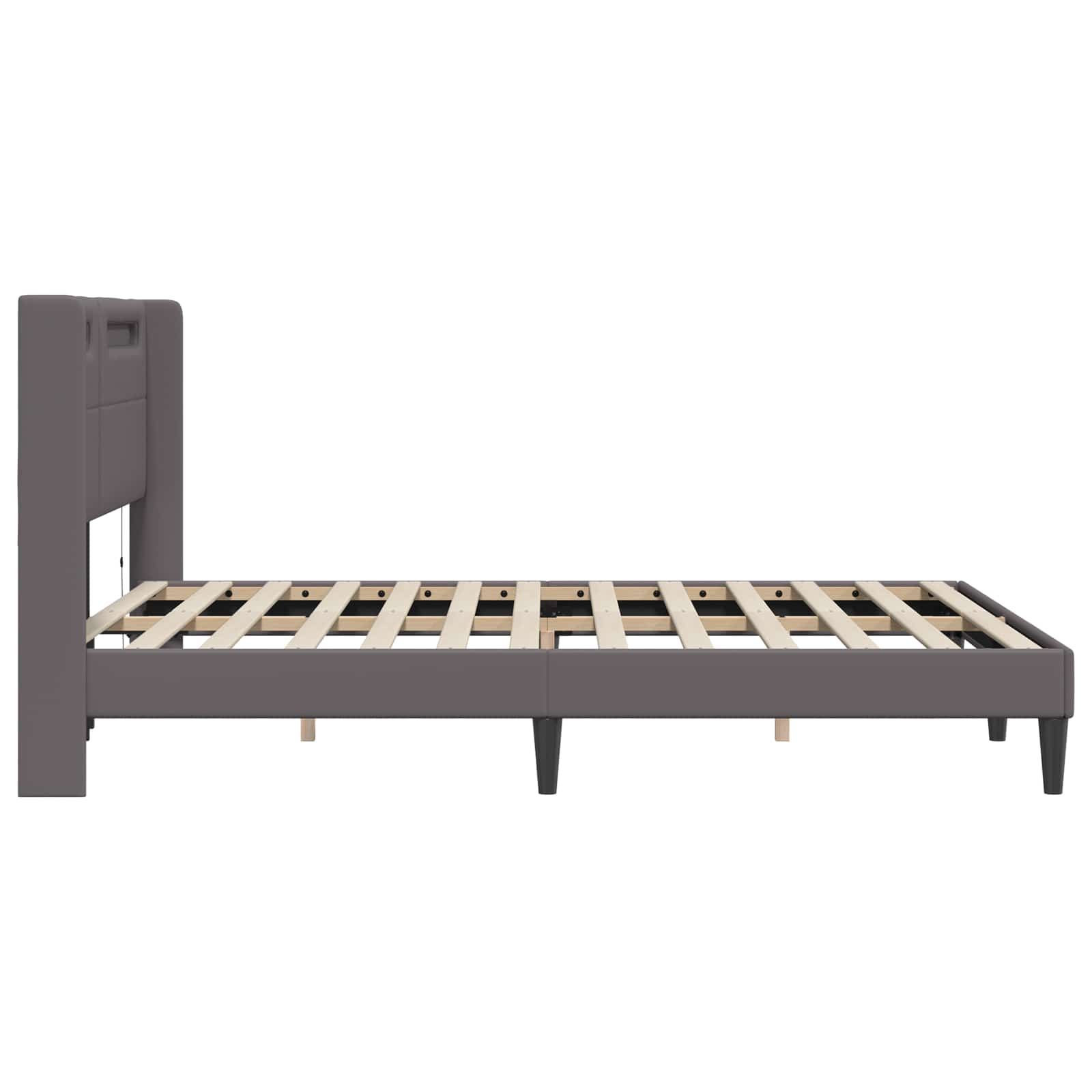Cadre de lit avec bandes LED Gris 120 x 190 cm Simili cuir - XIOS