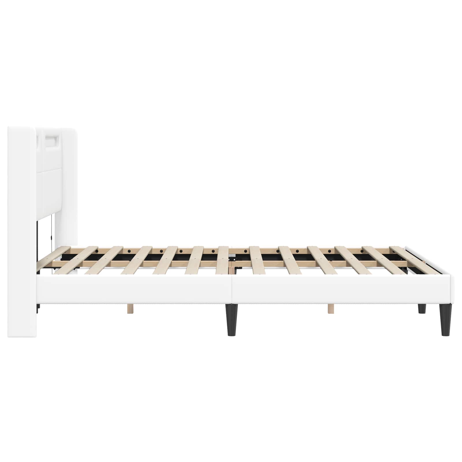 Cadre de lit avec bandes LED Blanc 120 x 190 cm Simili cuir - XIOS
