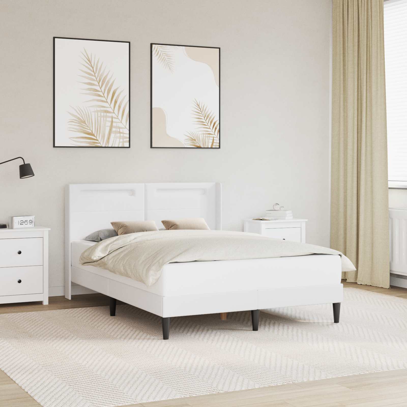 Cadre de lit avec bandes LED Blanc 120 x 200 cm Simili cuir - XIOS