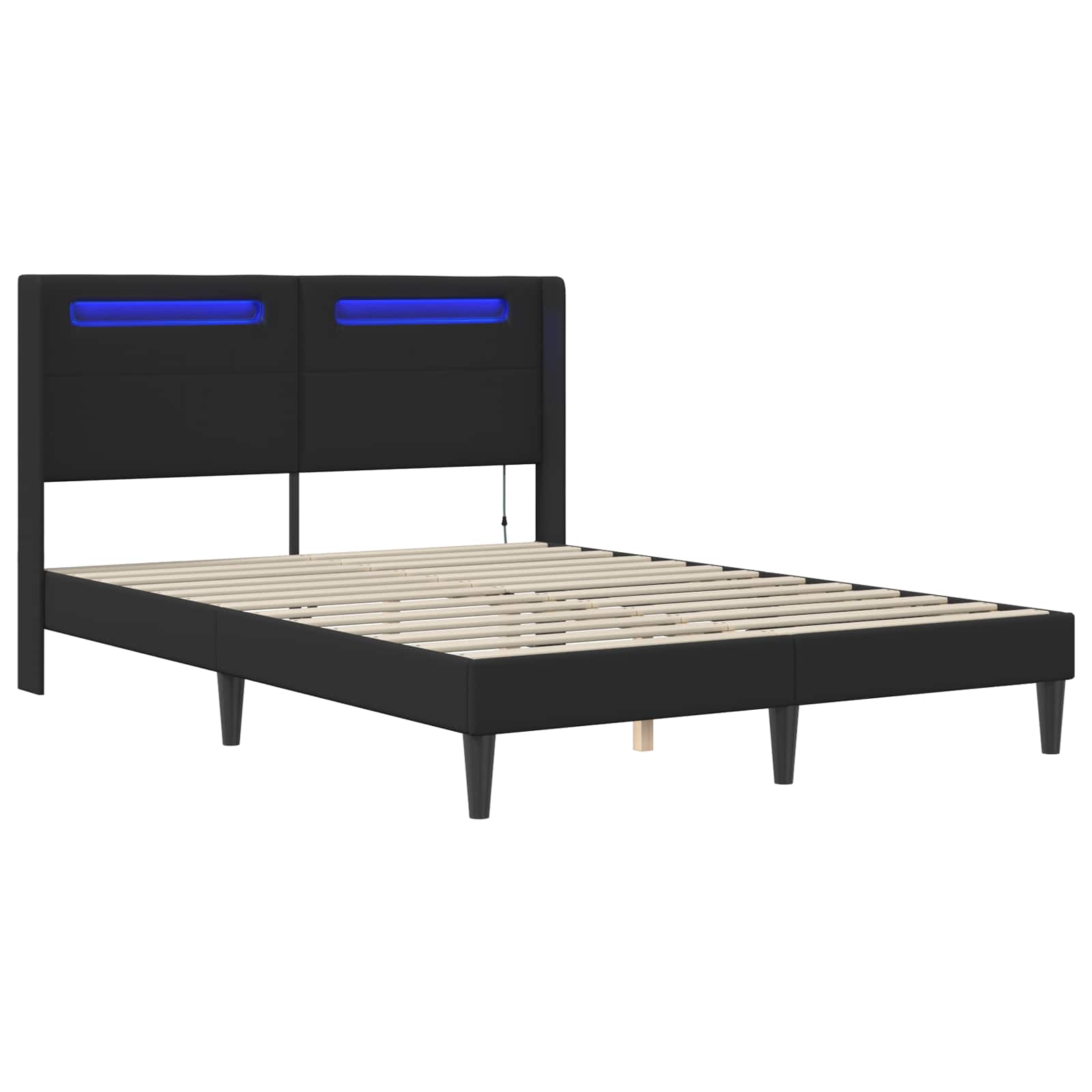 Cadre de lit avec bandes LED Noir 140 x 190 cm Simili cuir - XIOS