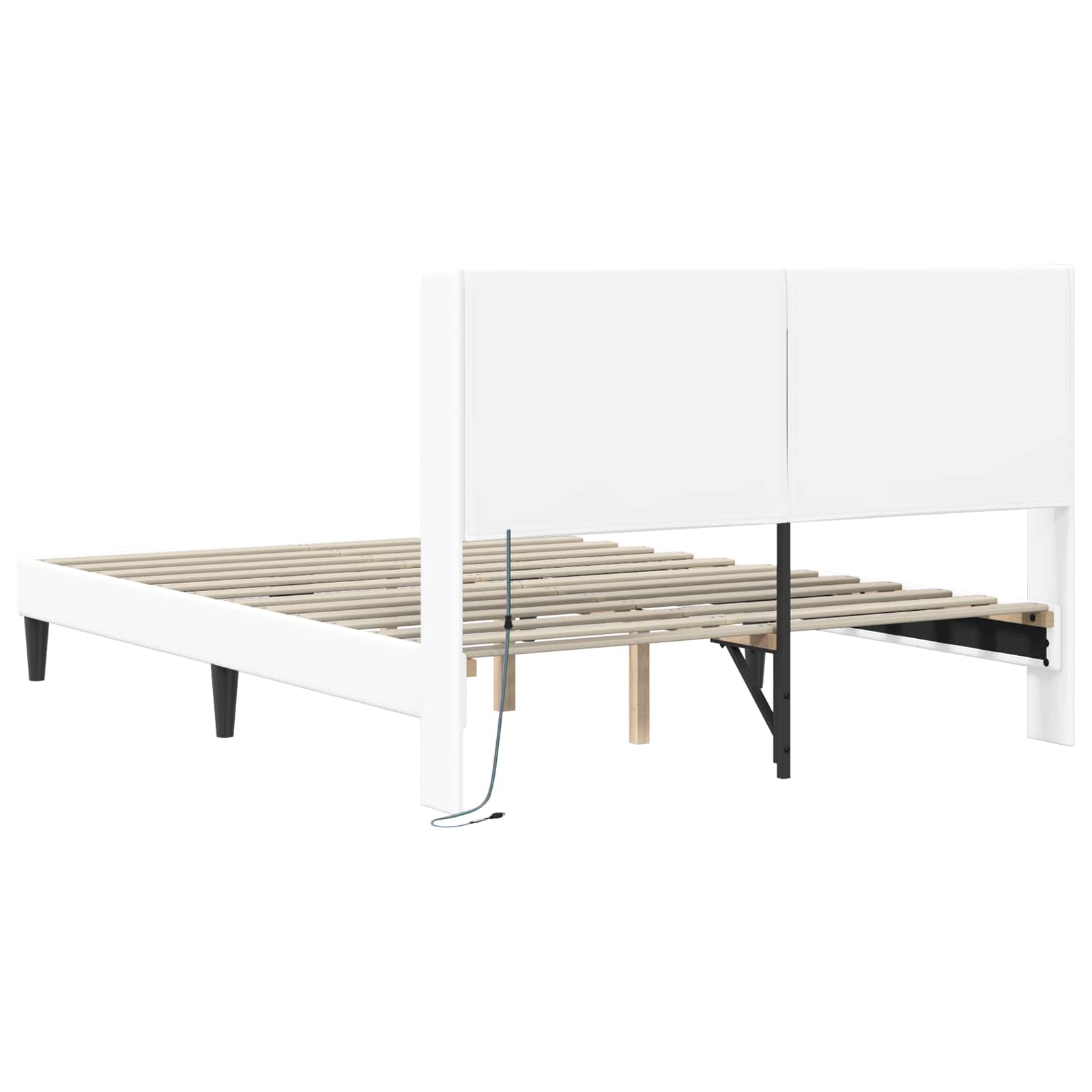 Cadre de lit avec bandes LED Blanc 140 x 200 cm Simili cuir - XIOS