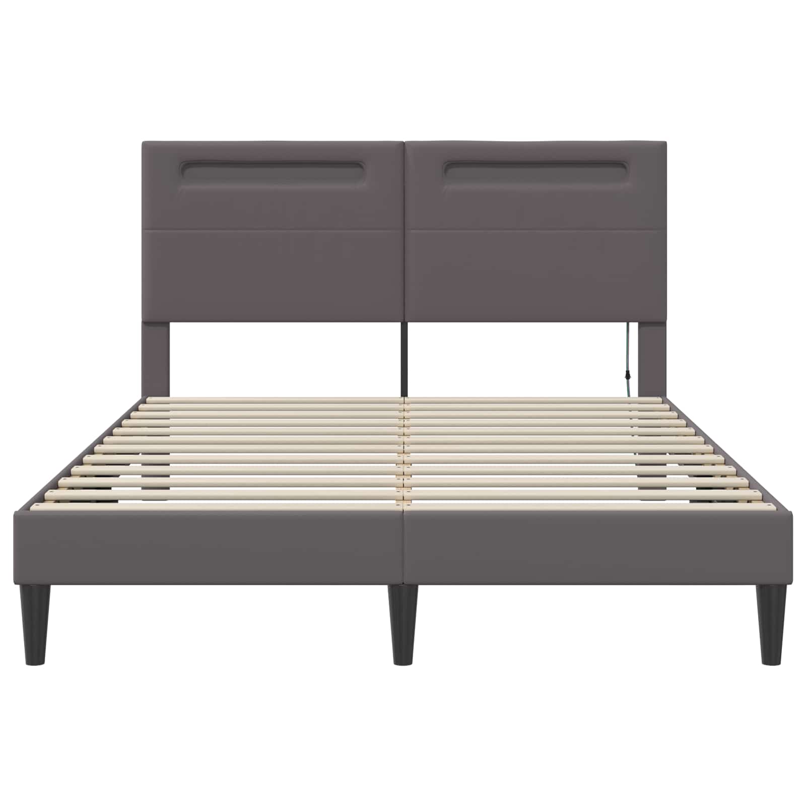Cadre de lit avec bandes LED Gris 140 x 190 cm Simili cuir