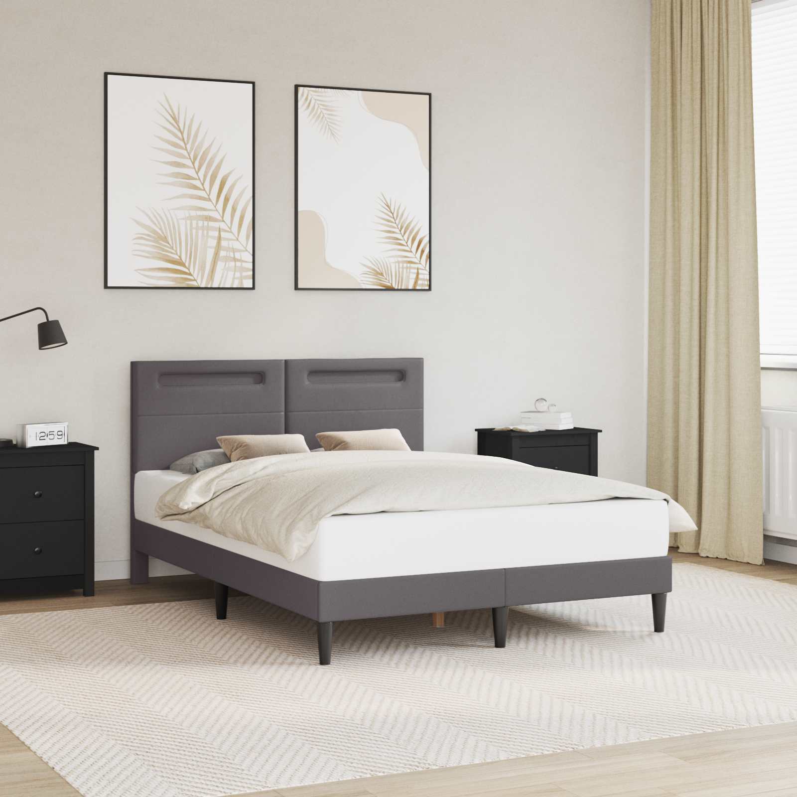 Cadre de lit avec bandes LED Gris 160 x 200 cm Simili cuir