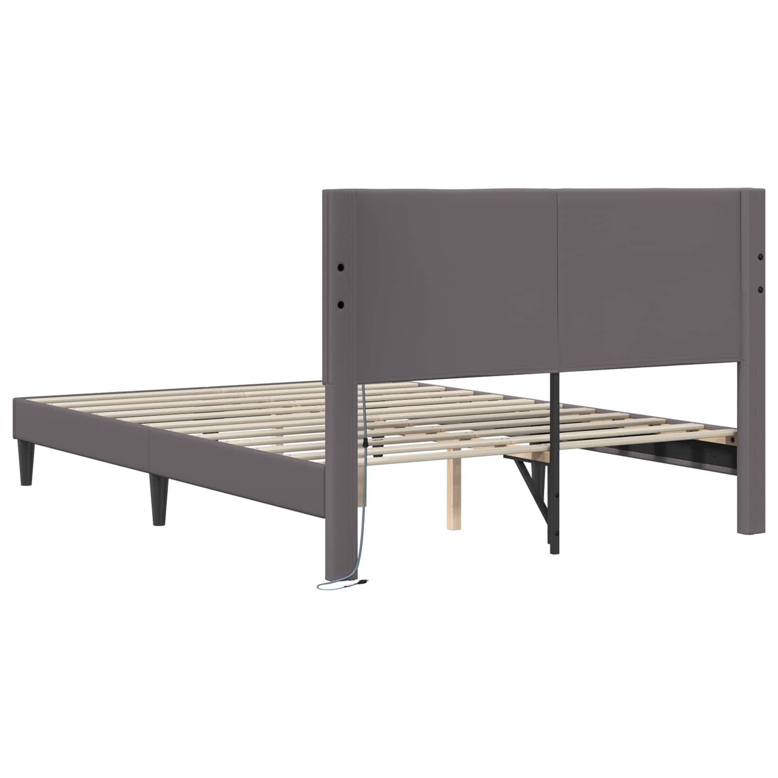 Cadre de lit avec bandes LED Gris 160 x 200 cm Simili cuir