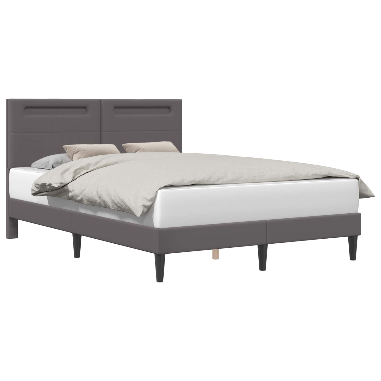 Cadre de lit avec bandes LED Gris 160 x 200 cm Simili cuir