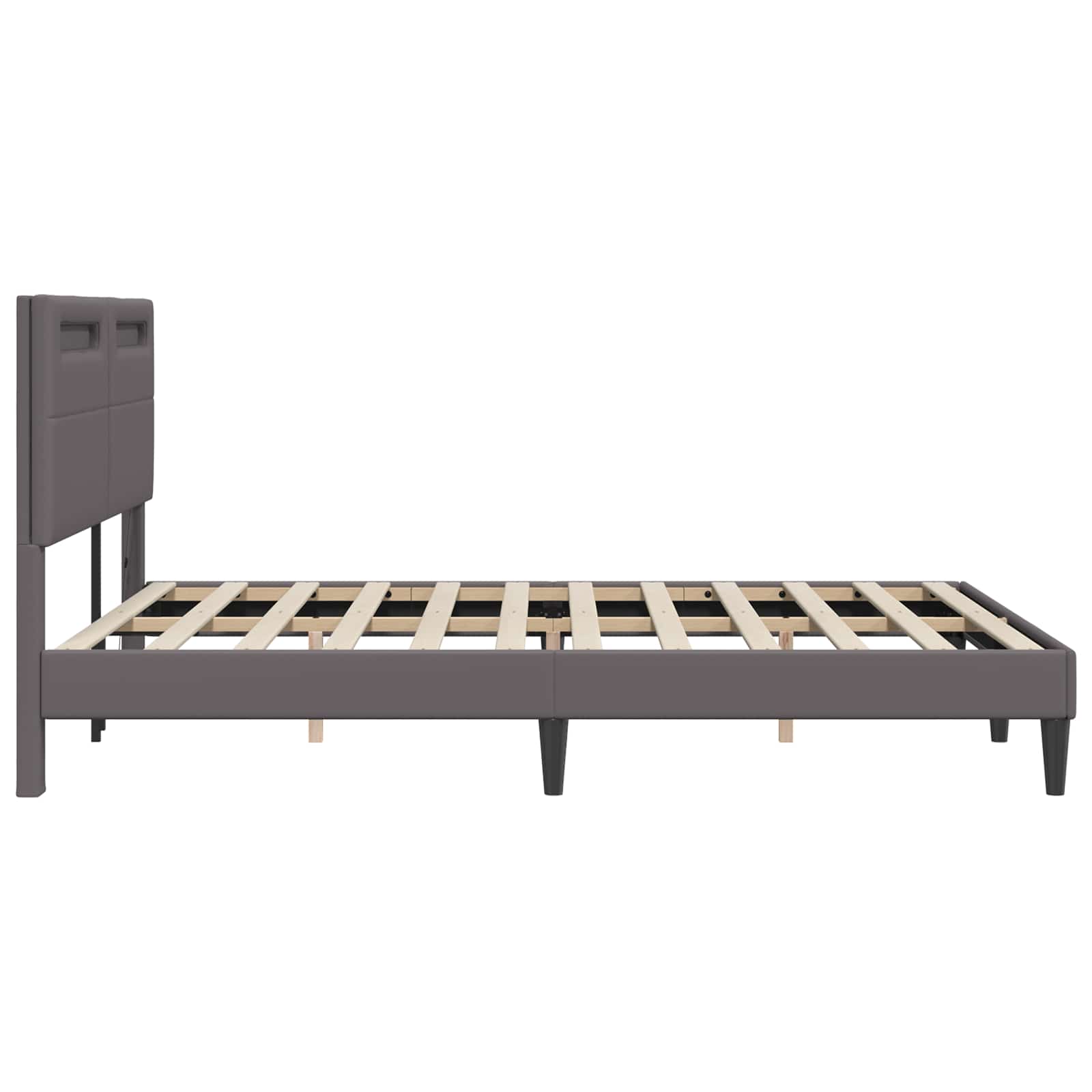 Cadre de lit avec bandes LED Gris 160 x 200 cm Simili cuir