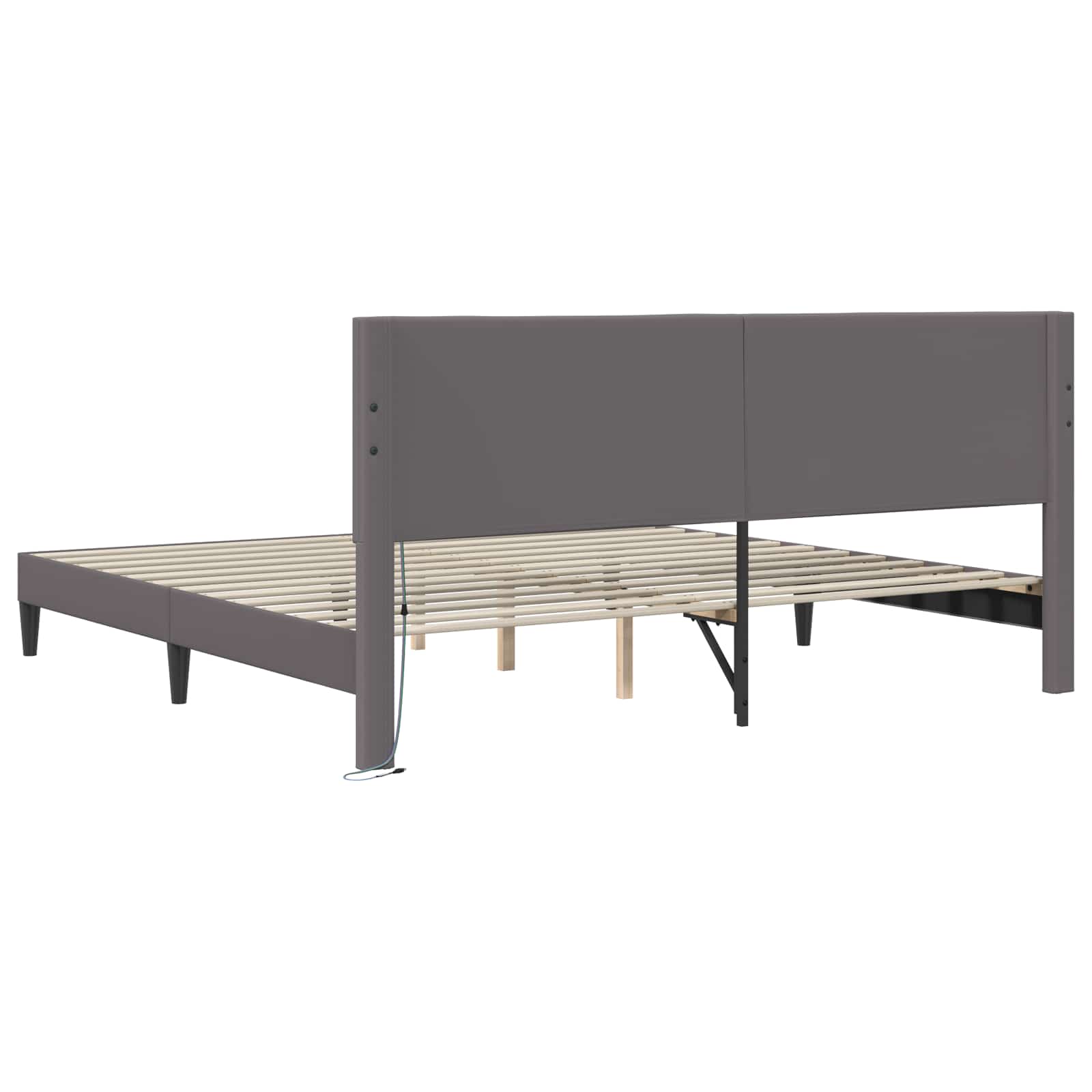 Cadre de lit avec bandes LED Gris 200 x 200 cm Simili cuir