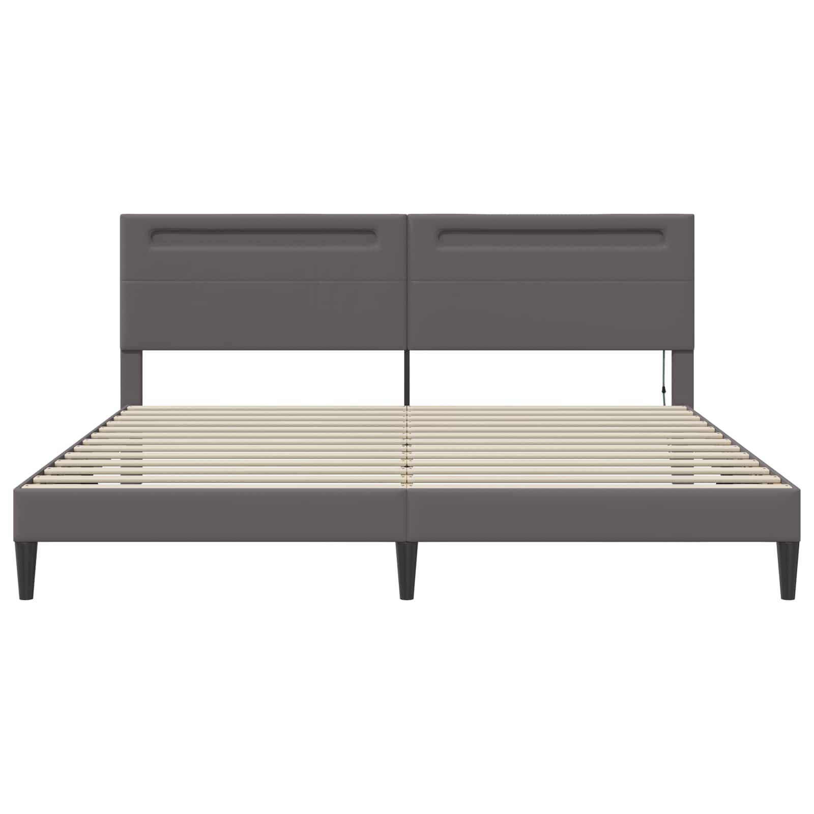 Cadre de lit avec bandes LED Gris 200 x 200 cm Simili cuir