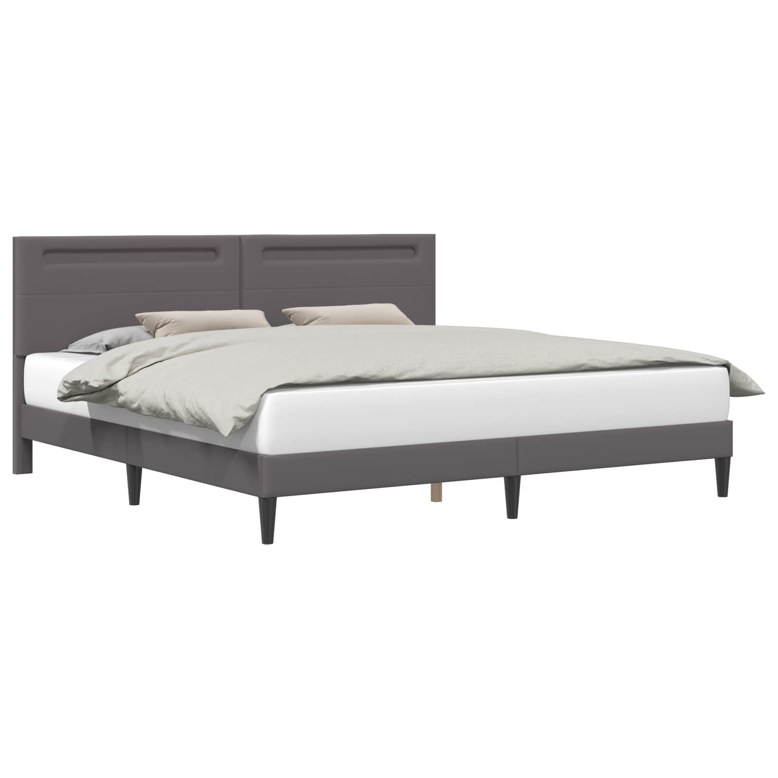 Cadre de lit avec bandes LED Gris 200 x 200 cm Simili cuir