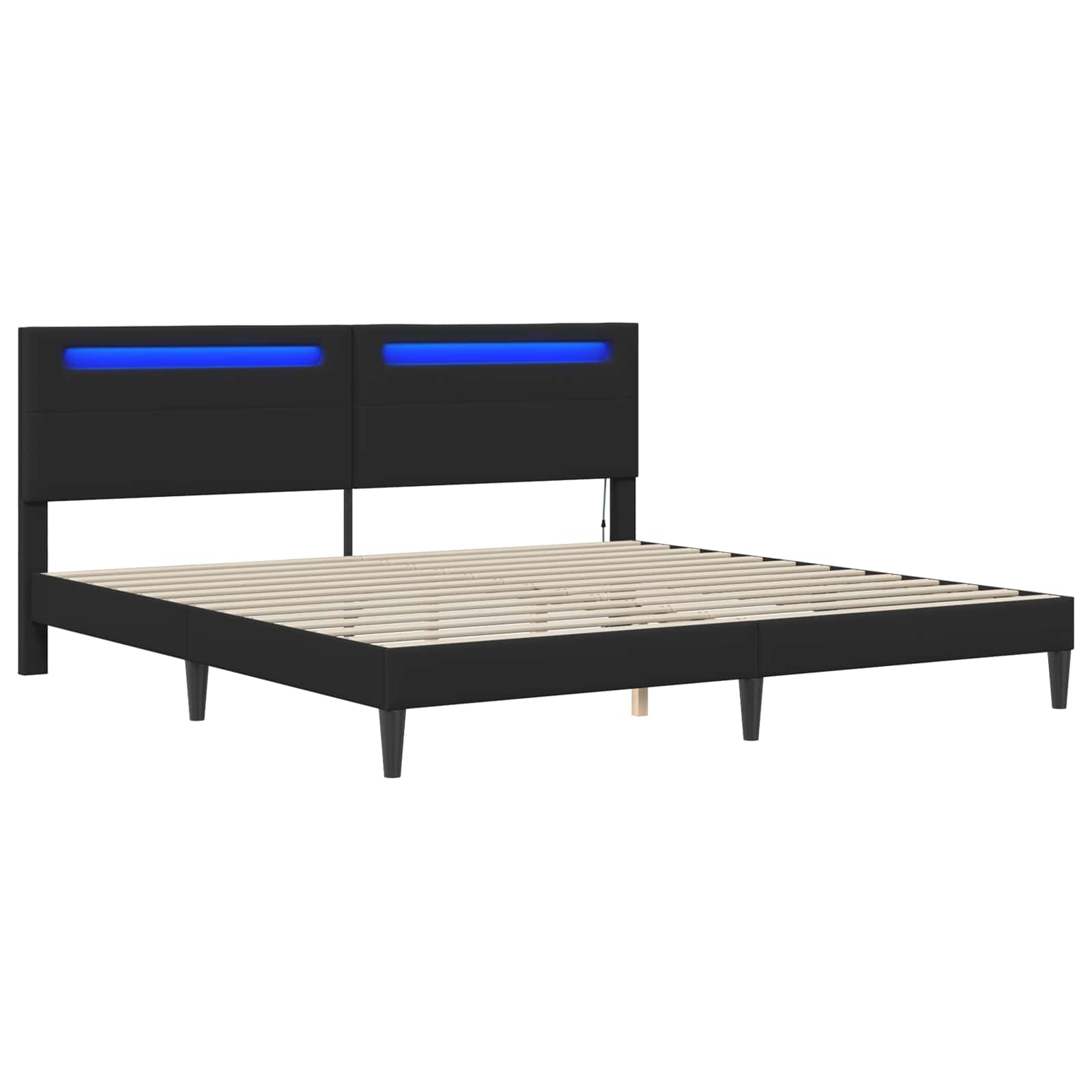 Cadre de lit avec bandes LED Noir 200 x 200 cm Simili cuir