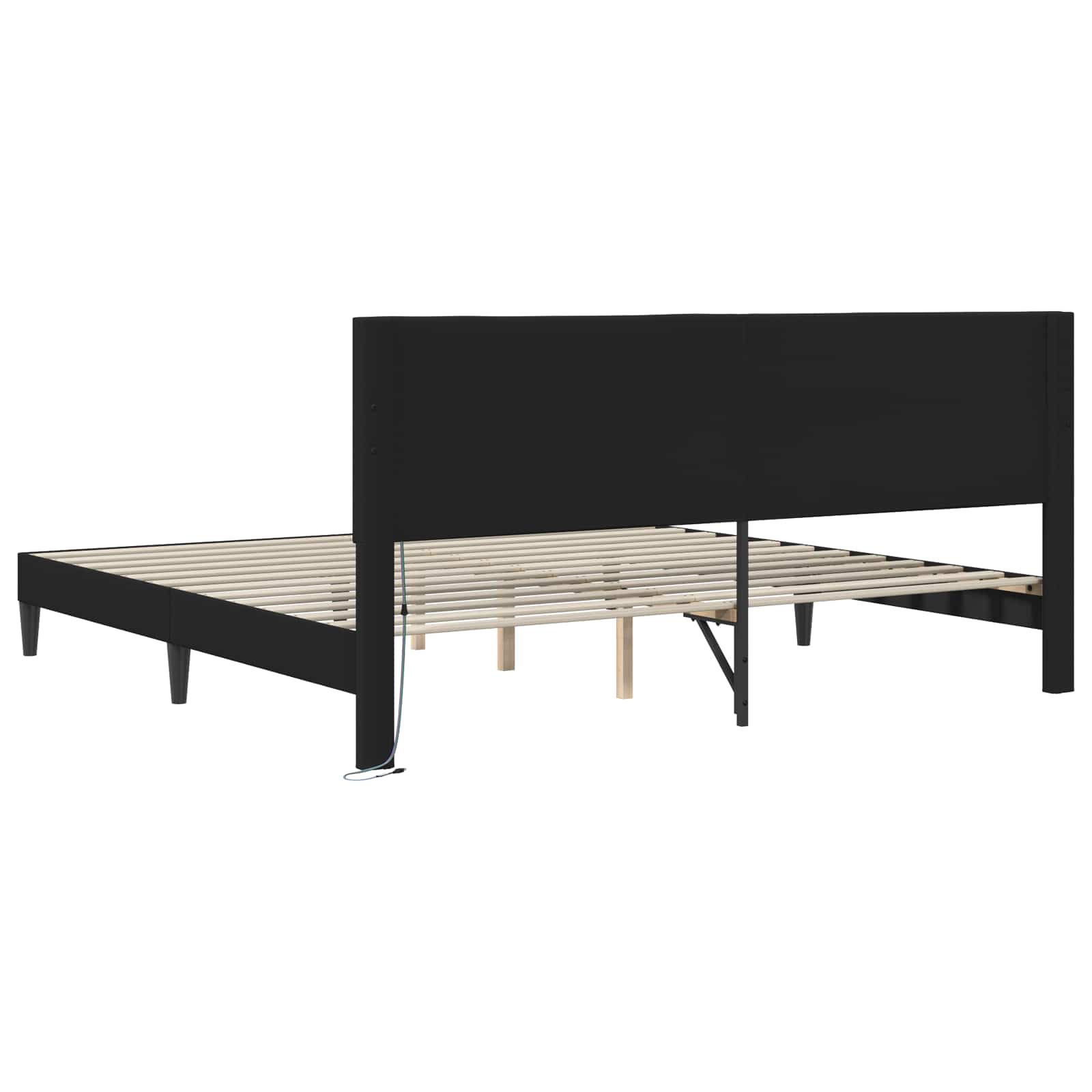 Cadre de lit avec bandes LED Noir 200 x 200 cm Simili cuir
