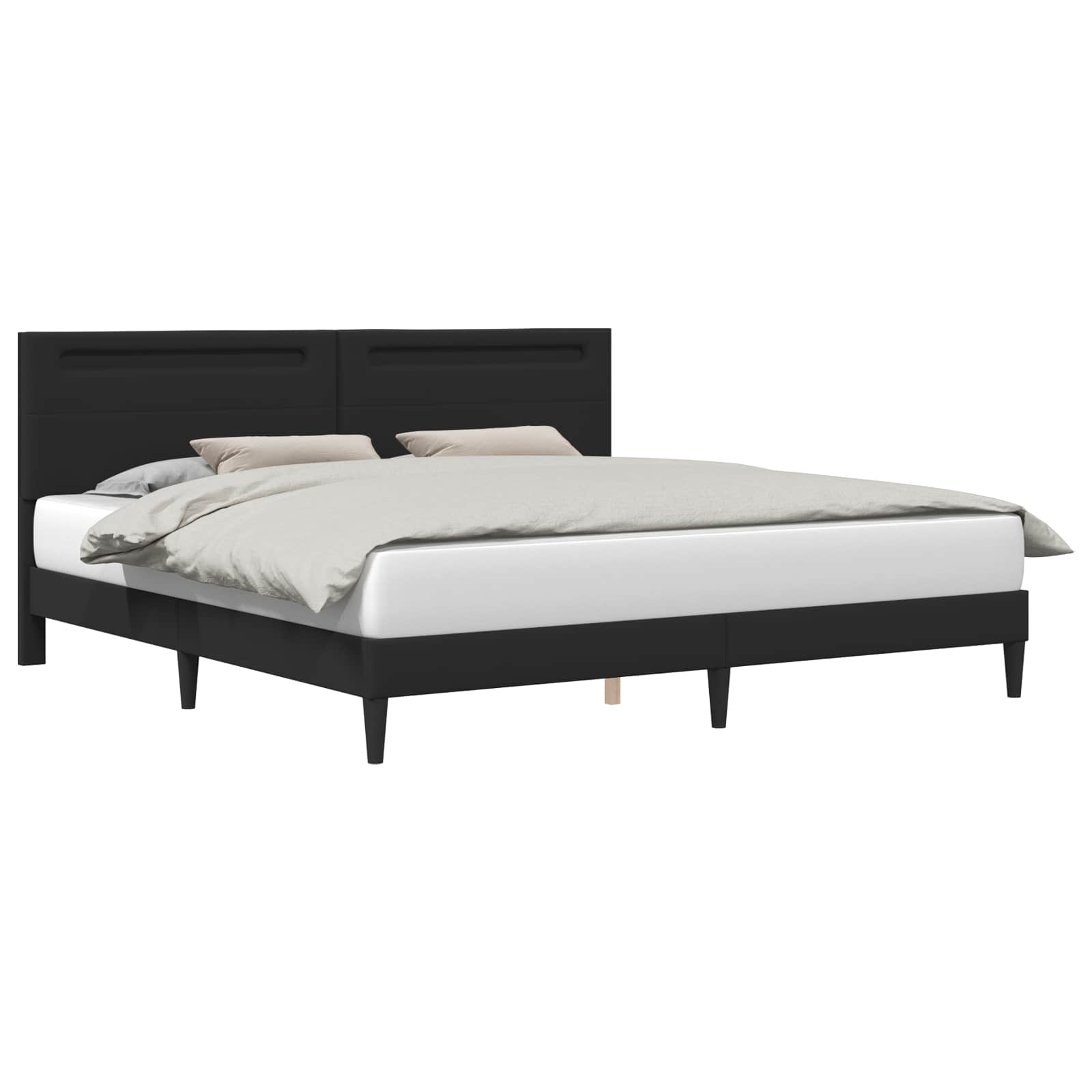 Cadre de lit avec bandes LED Noir 200 x 200 cm Simili cuir