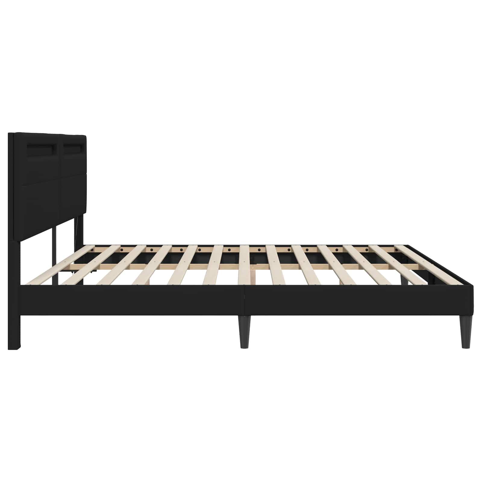 Cadre de lit avec bandes LED Noir 200 x 200 cm Simili cuir
