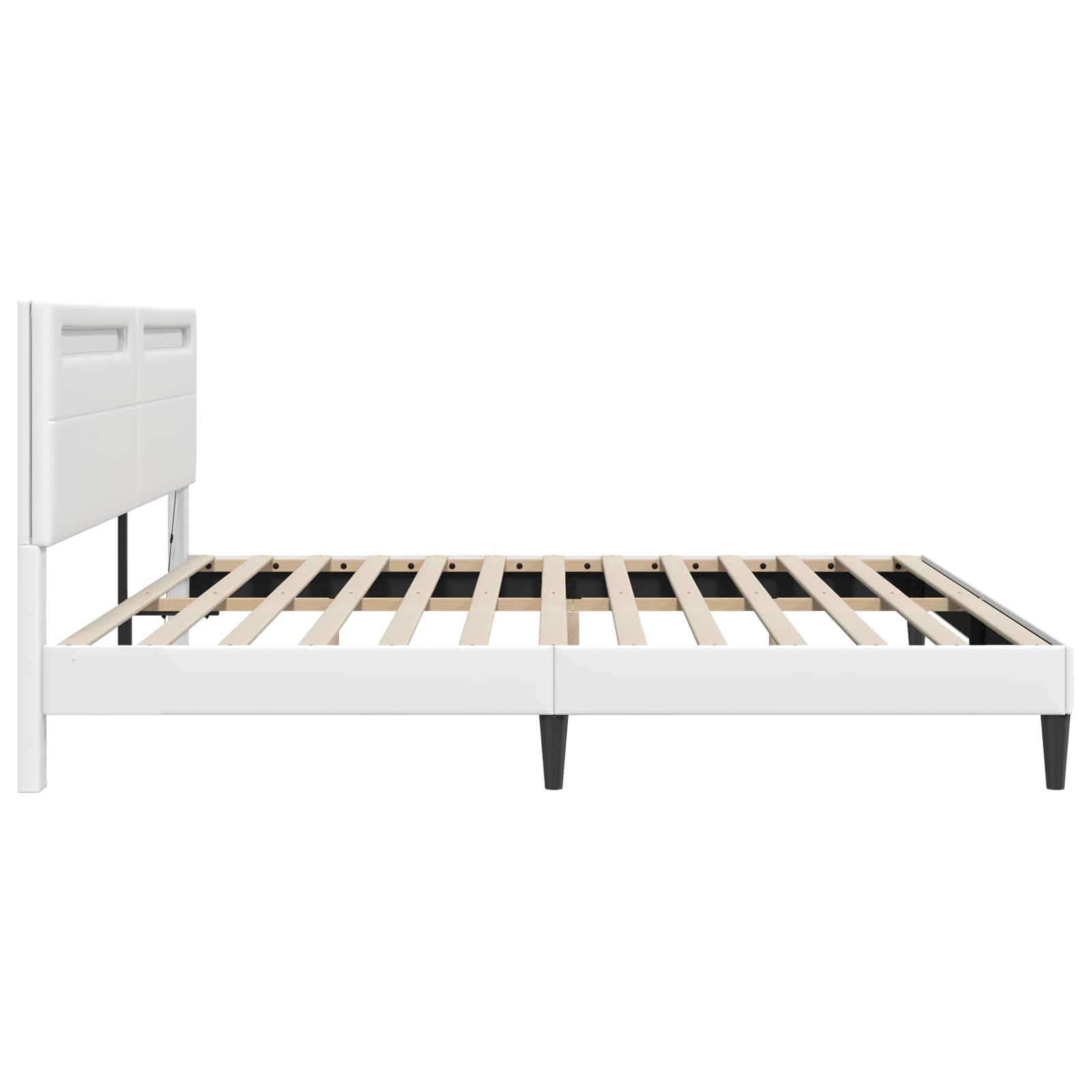 Cadre de lit avec bandes LED Blanc 200 x 200 cm Simili cuir