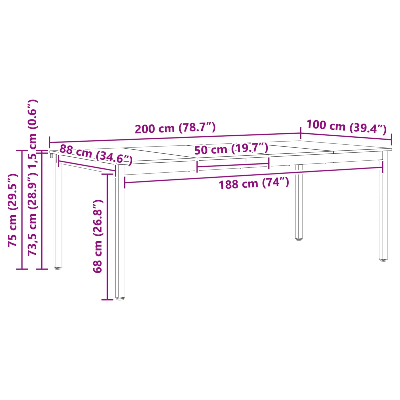 Table de salle à manger / Table de repas Blanc - XIOS