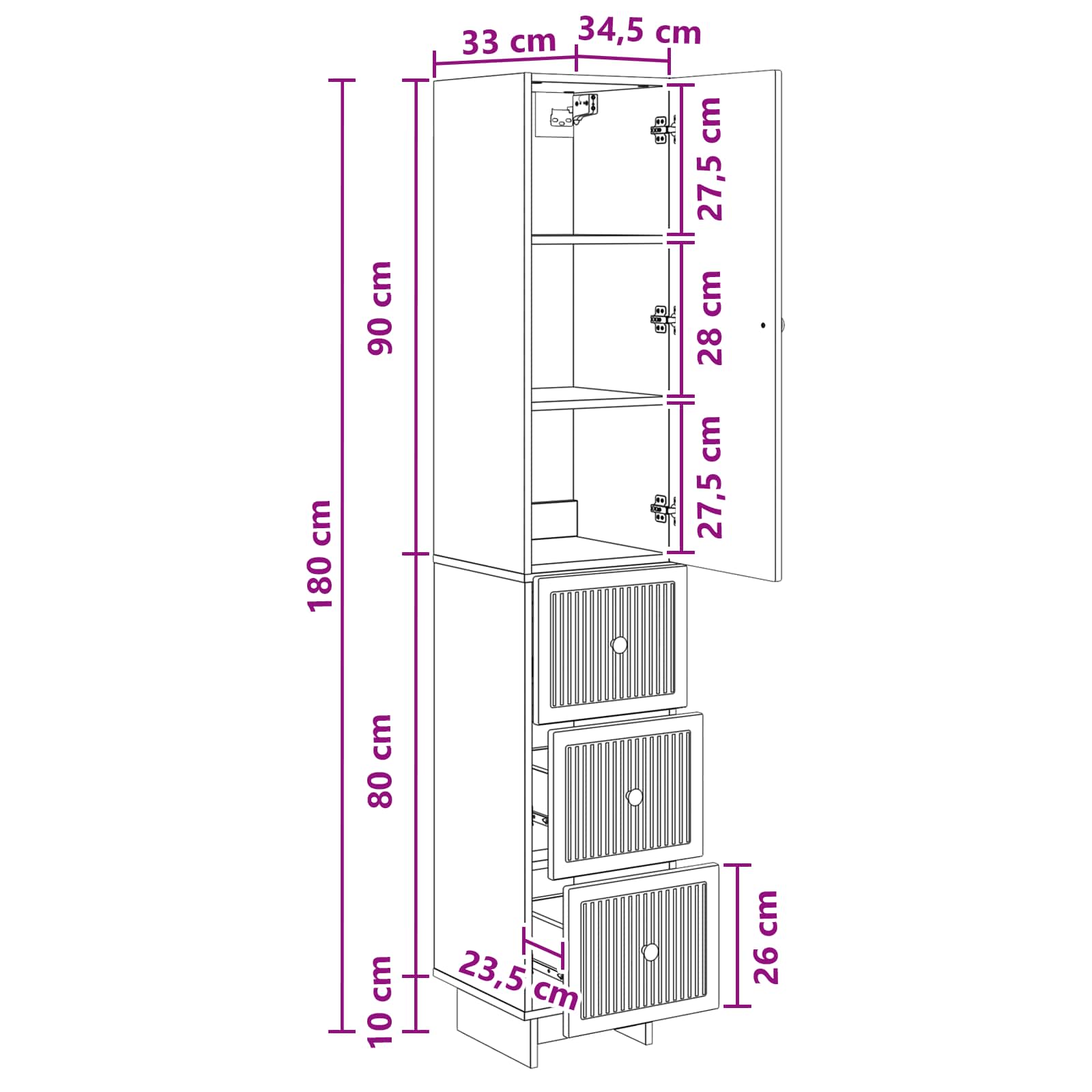 Ensemble de Meubles 2 pcs 33 x 34,5 x 90 cm Bois d'ingénierie - XIOS