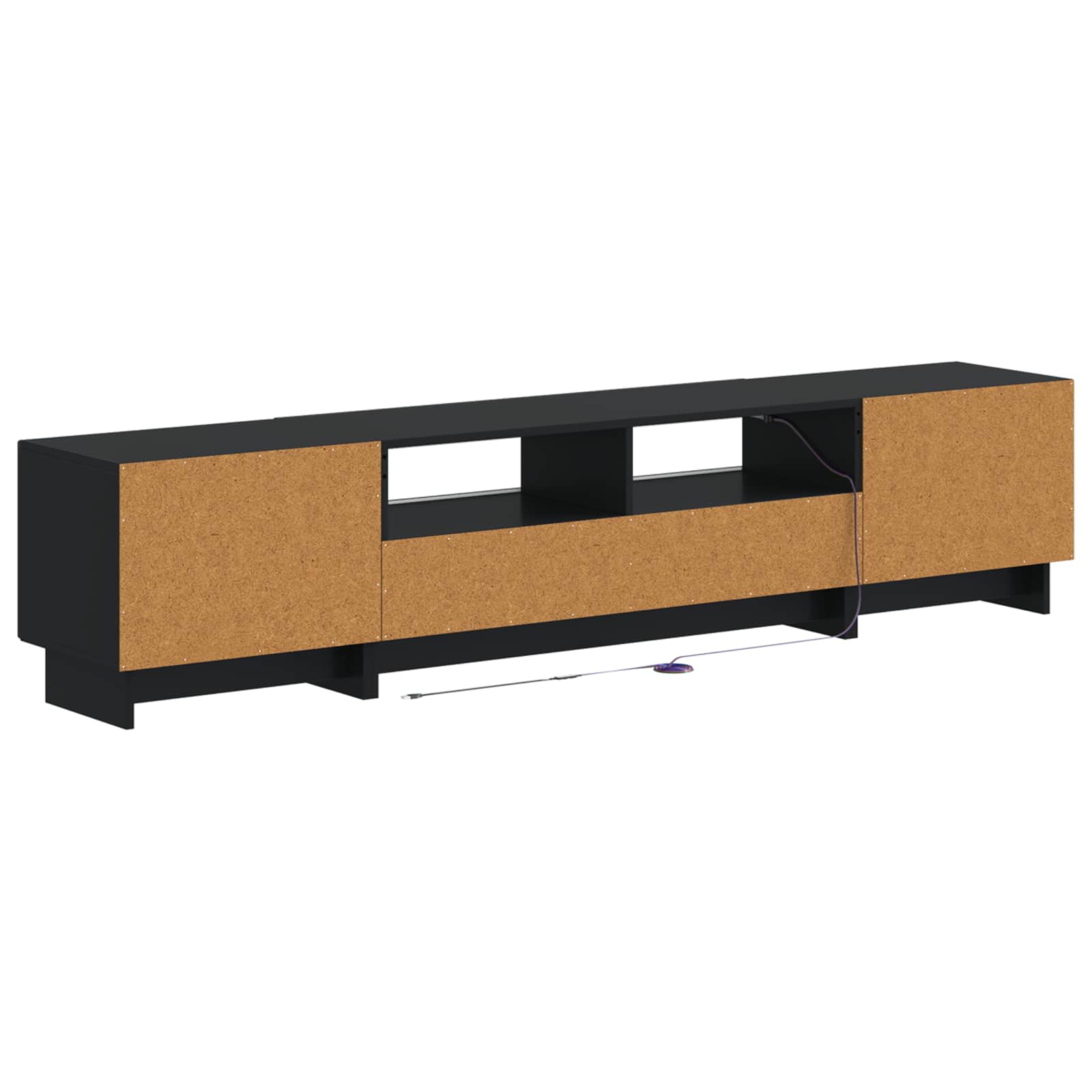 Meuble TV LED 5 pièces Noir Bois d'ingénierie