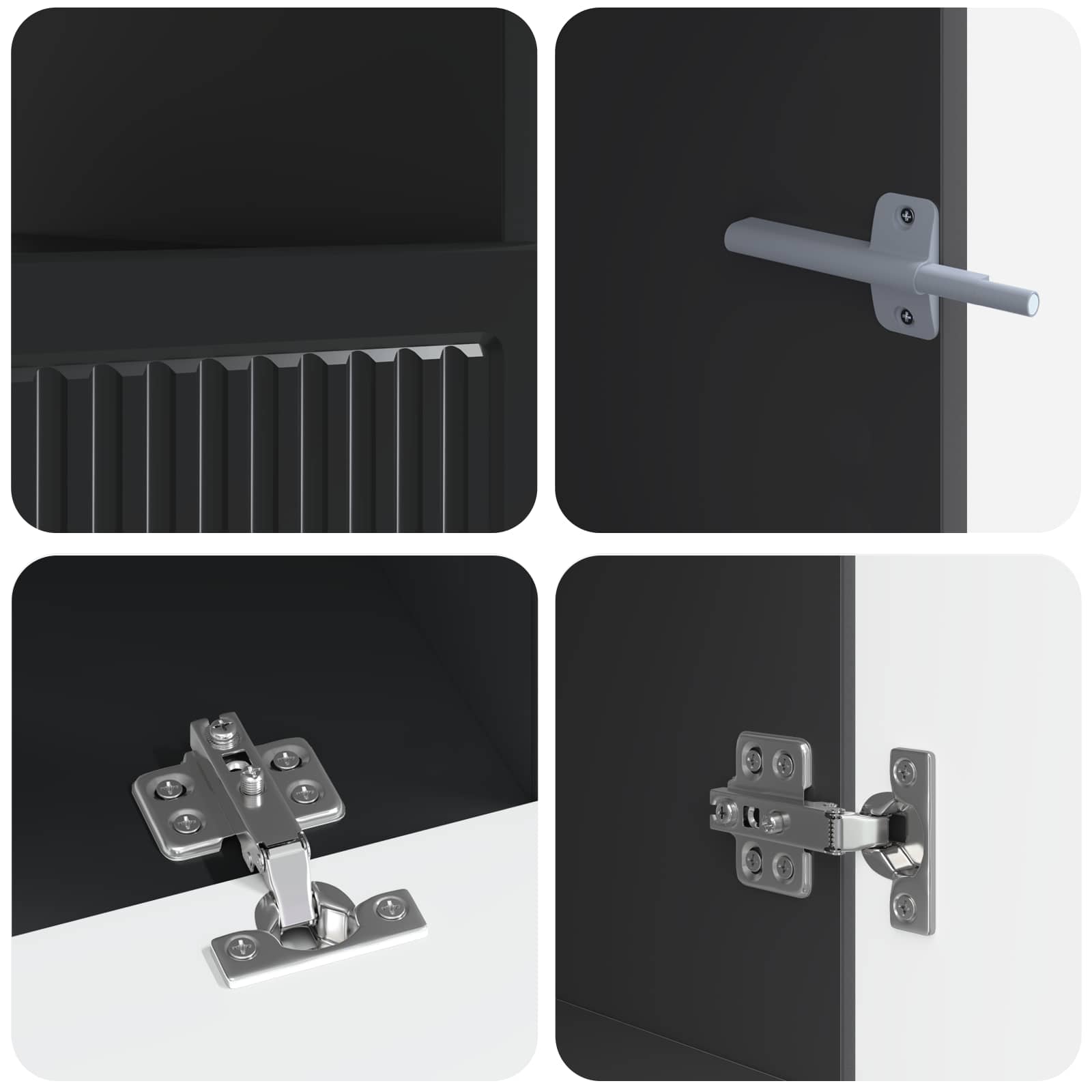 Meuble TV LED 5 pièces Noir Bois d'ingénierie