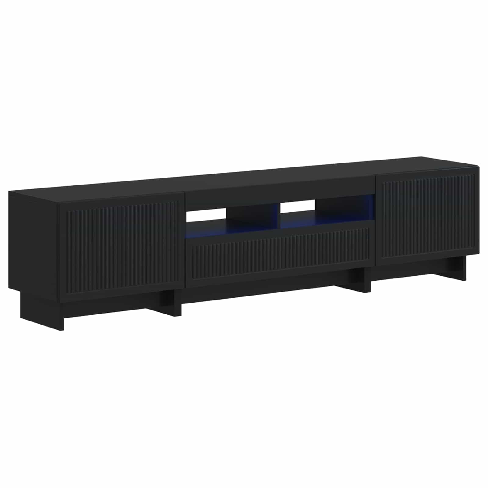 Meuble TV LED 5 pièces Noir Bois d'ingénierie