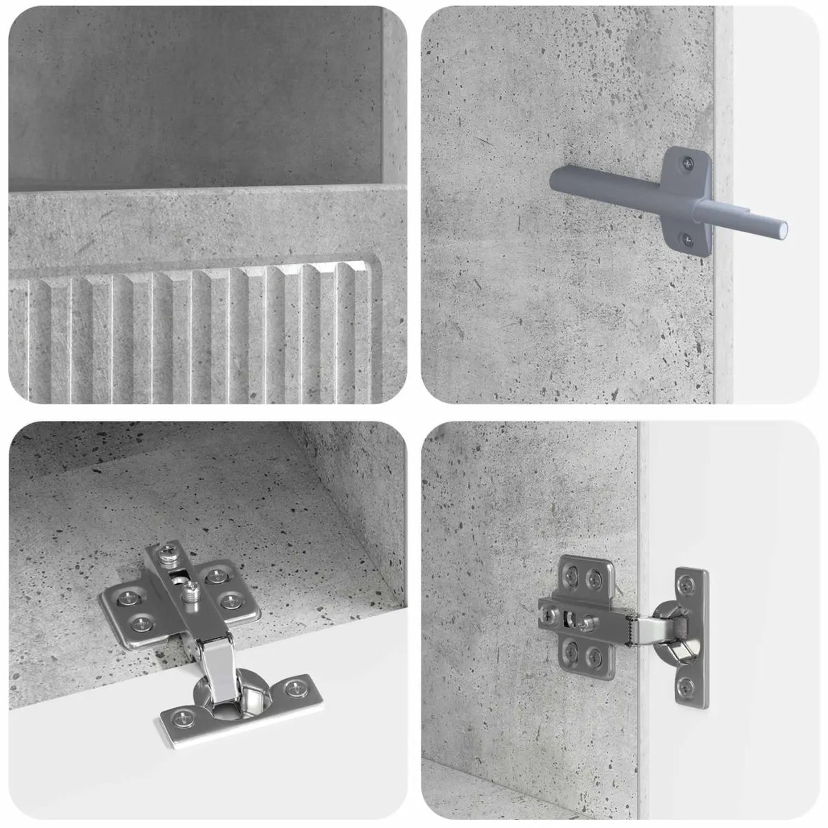Meuble TV LED 5 pièces Gris béton Bois d’ingénierie - XIOS