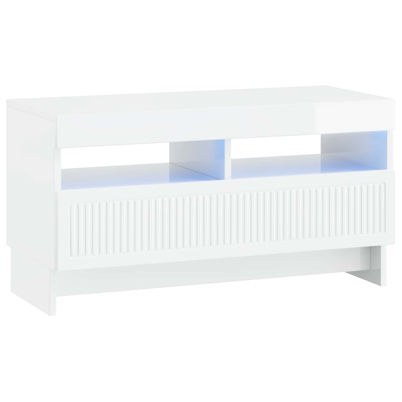 Meuble TV LED 5 pièces Blanc brillant Bois d'ingénierie