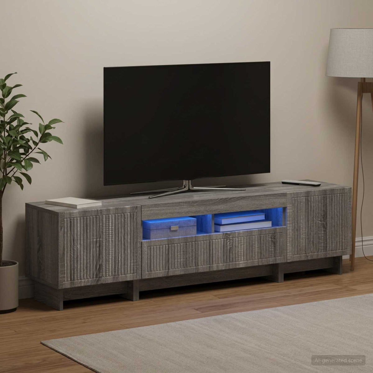 Meuble TV LED 5 pièces Sonoma gris Bois d'ingénierie