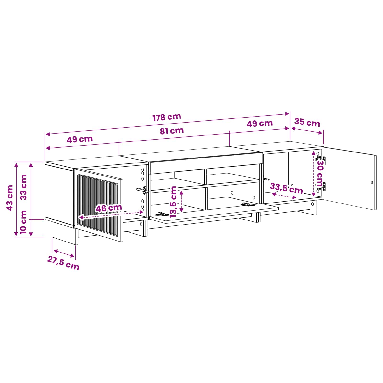 Meuble TV LED 5 pièces Bois ancien Bois d'ingénierie