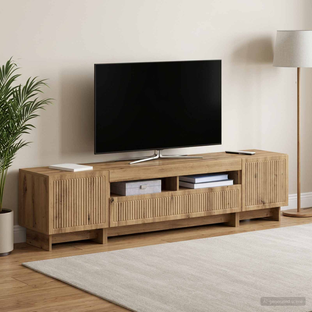 Meuble TV LED 5 pièces Chêne artisanal Bois d'ingénierie