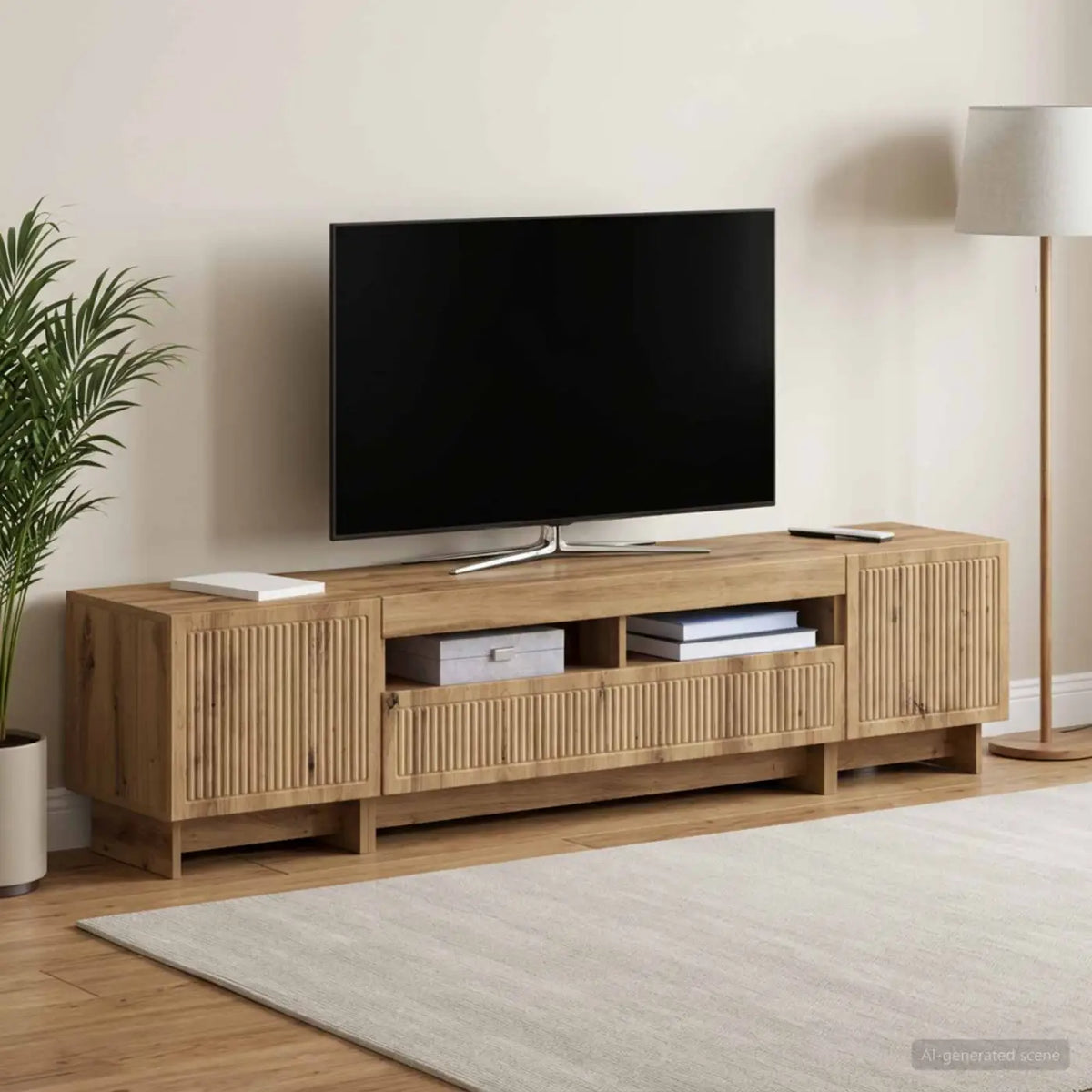 Meuble TV LED 5 pièces Chêne artisanal Bois d’ingénierie - XIOS