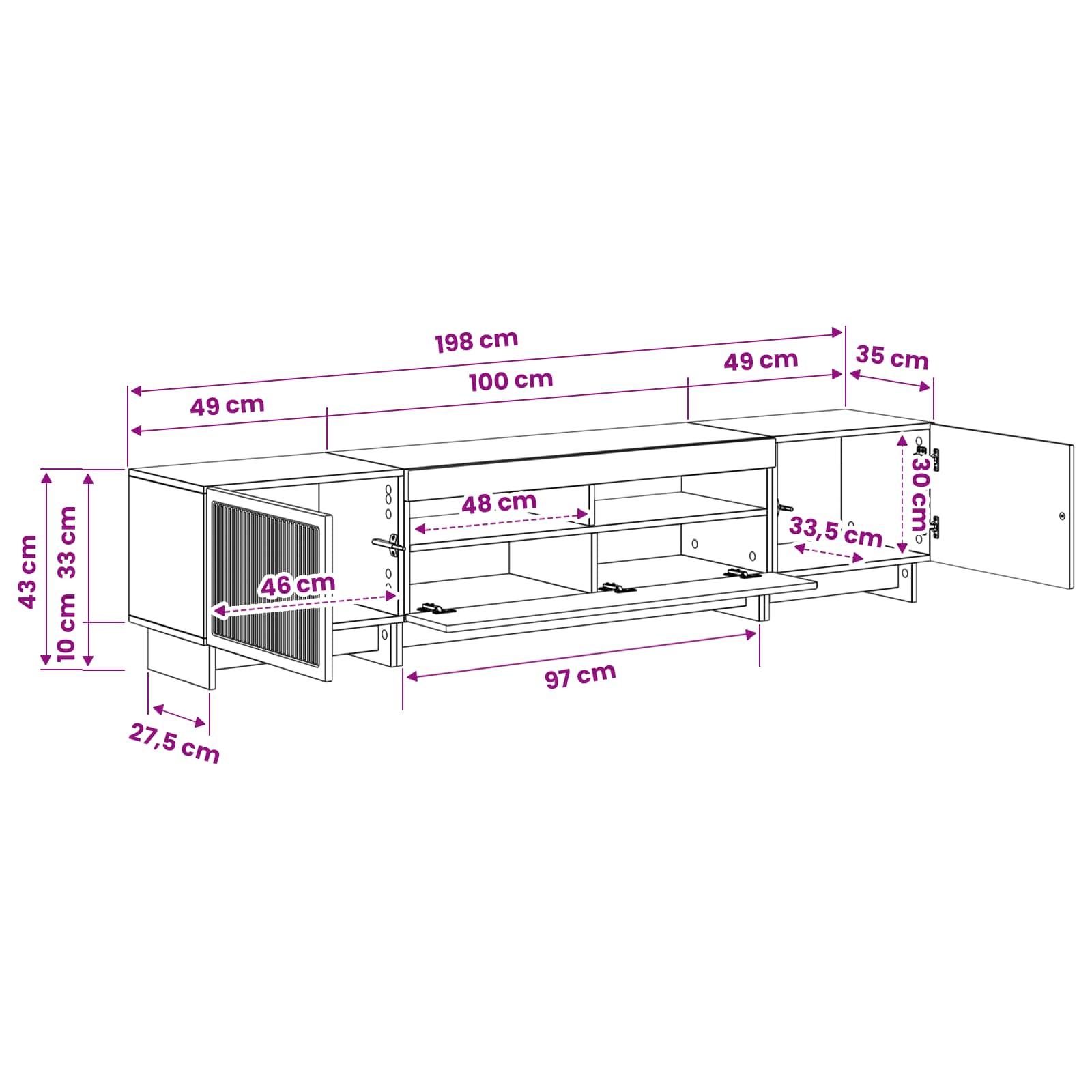 Meuble TV LED 5 pièces Chêne artisanal Bois d'ingénierie