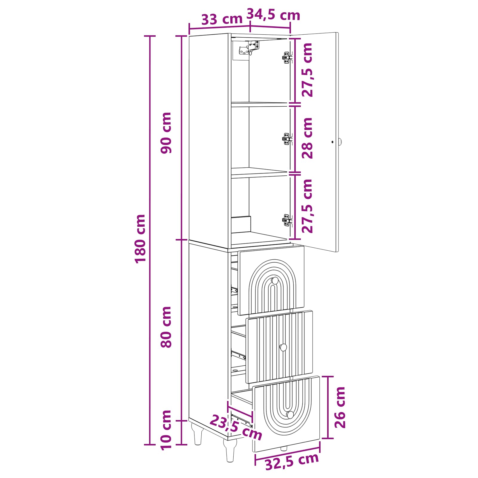 Ensemble de Meubles 2 pcs 33 x 34,5 x 90 cm Bois d'ingénierie - XIOS
