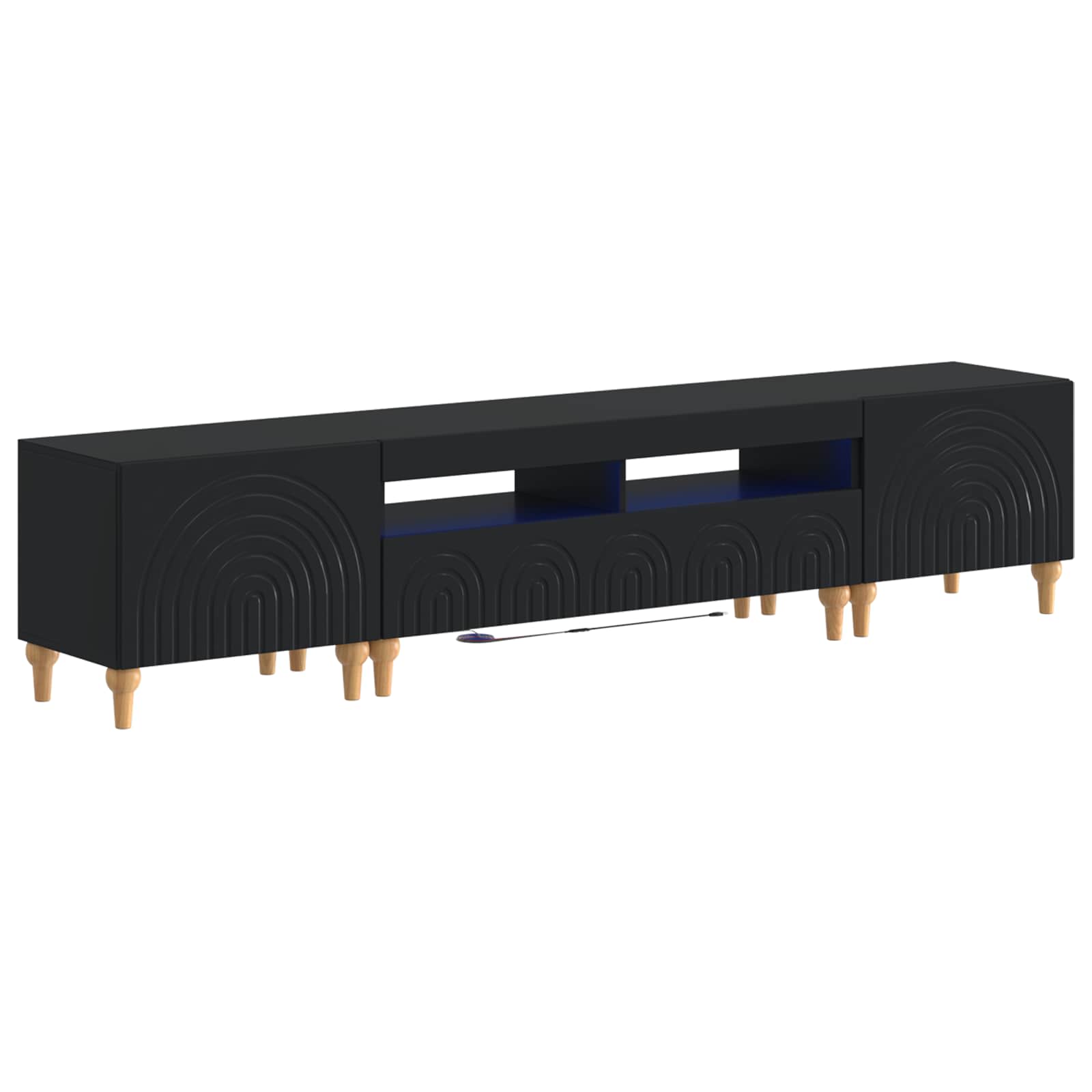 Ensemble de 3 Meubles TV LED Noir Bois d'ingénierie