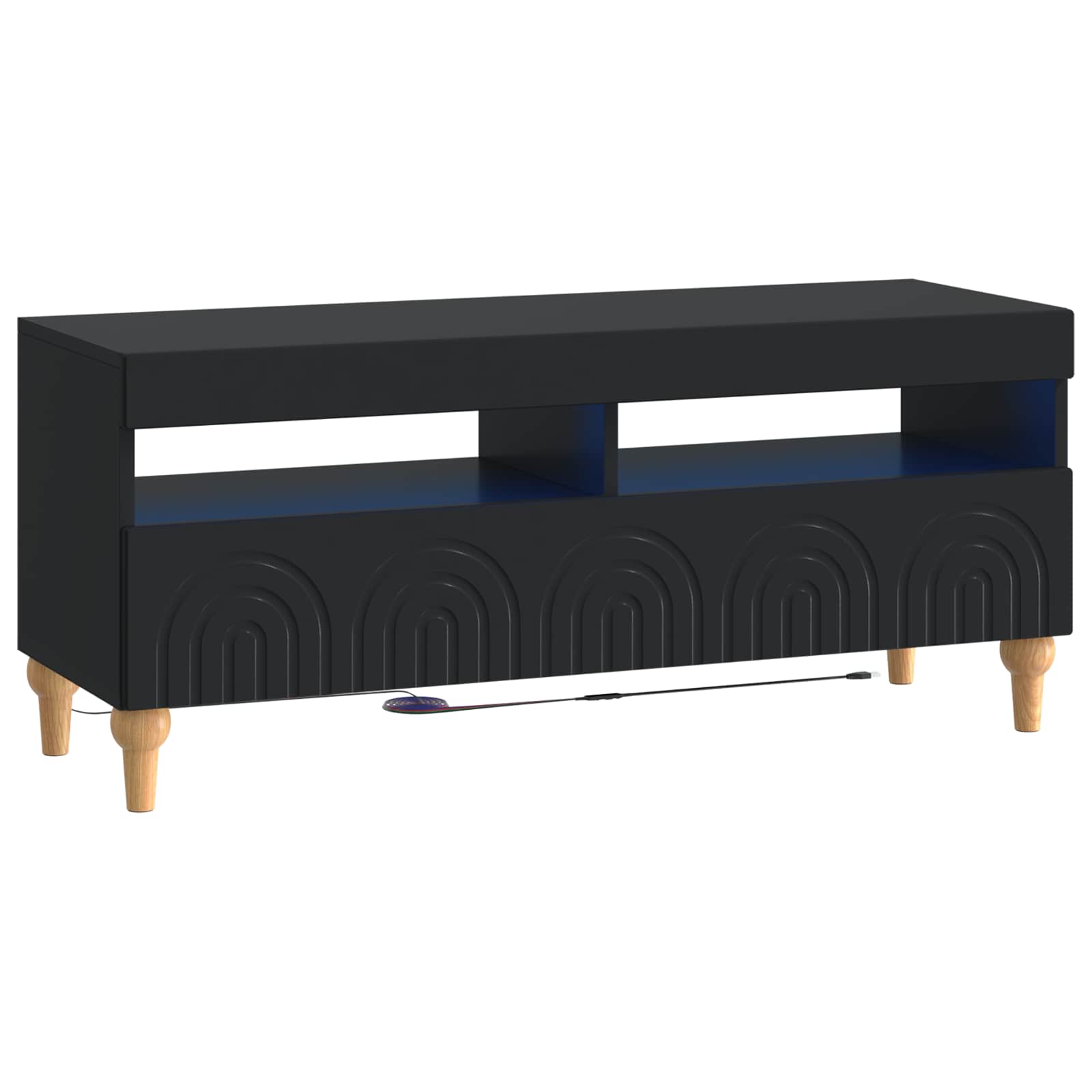 Ensemble de 3 Meubles TV LED Noir Bois d'ingénierie