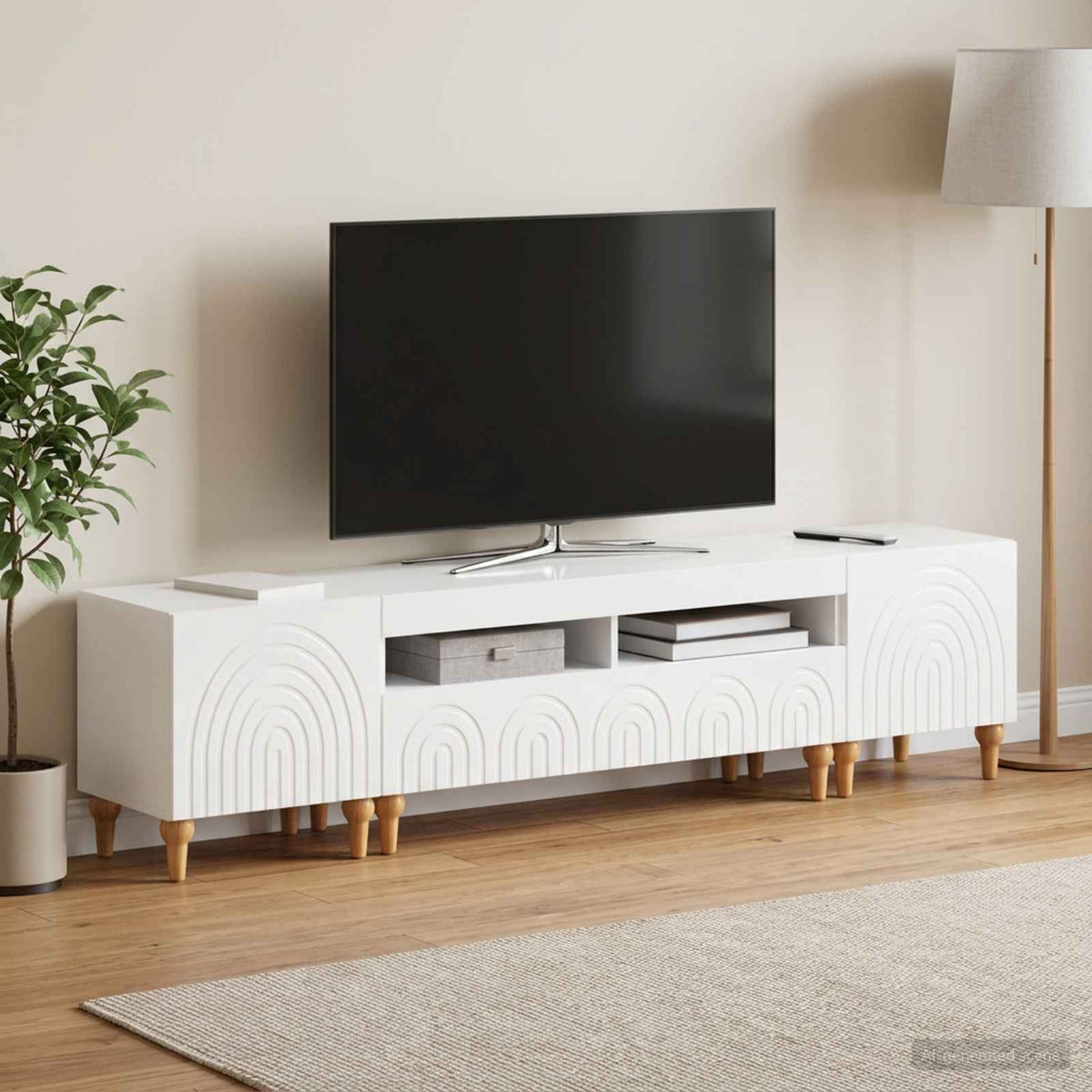 Ensemble de 3 Meubles TV LED Blanc brillant Bois d'ingénierie