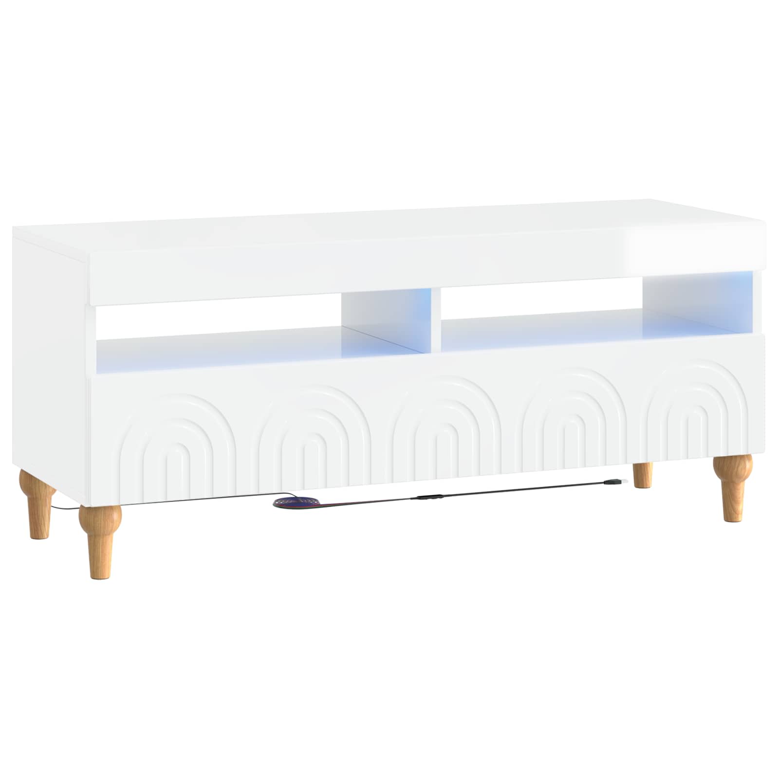 Ensemble de 3 Meubles TV LED Blanc brillant Bois d'ingénierie